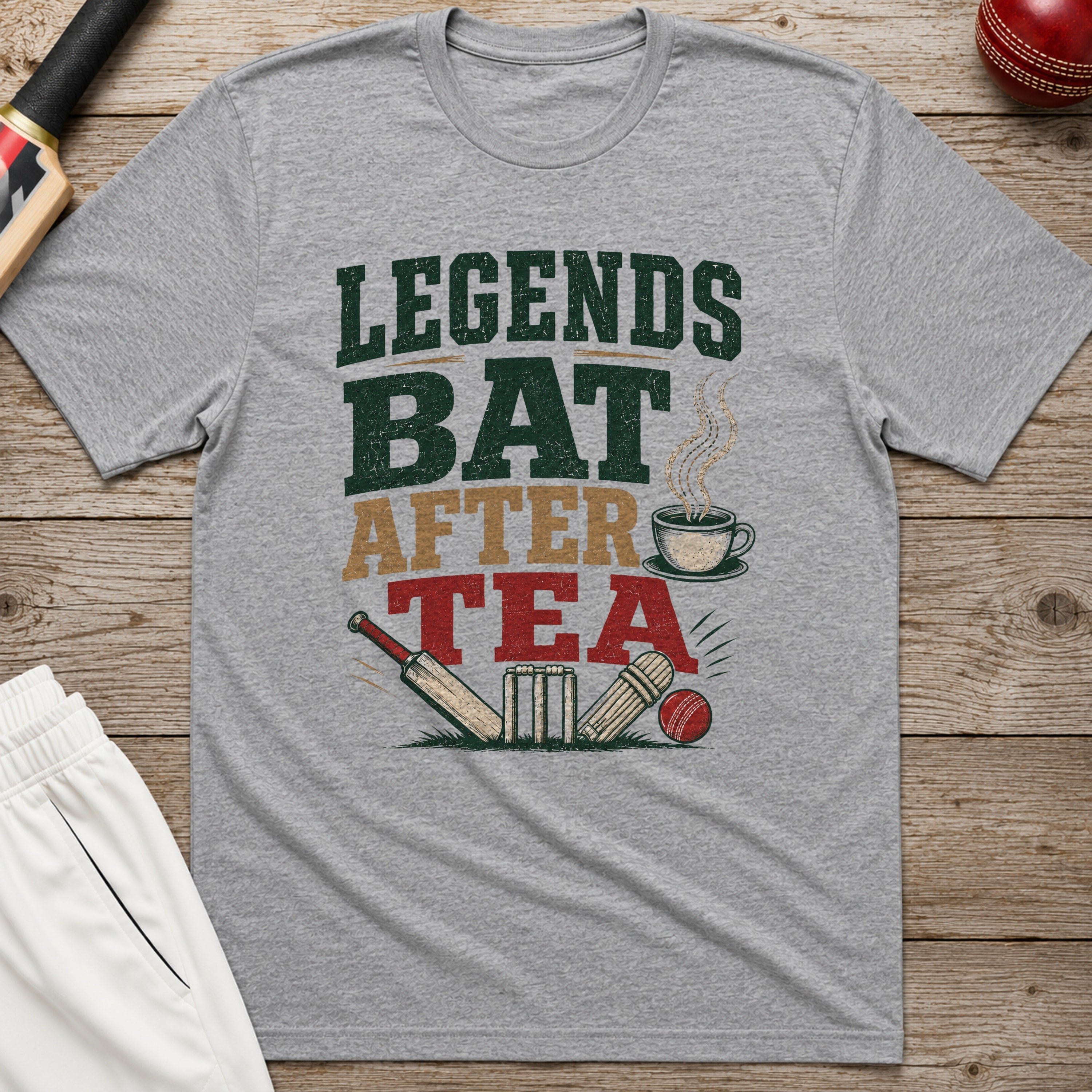 Legends Bat After Tea T-Shirt - Sport Grey