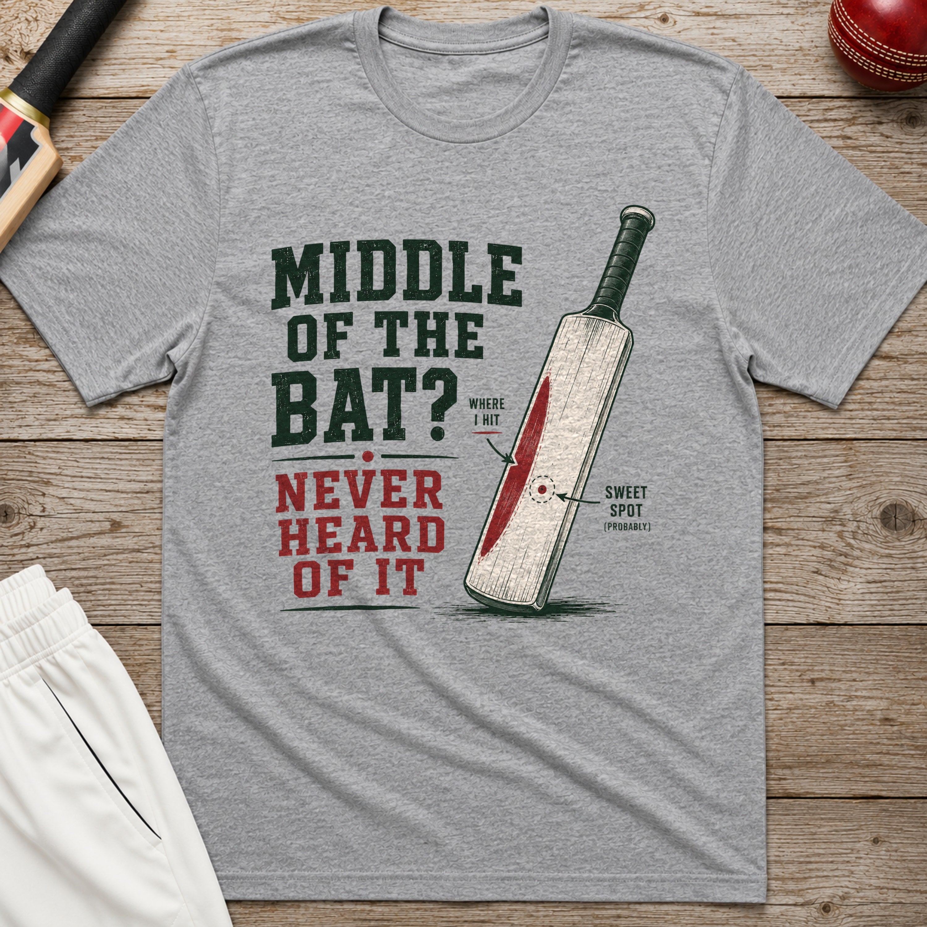 Middle Of The Bat Never Heard Of It T-Shirt - Sport Grey