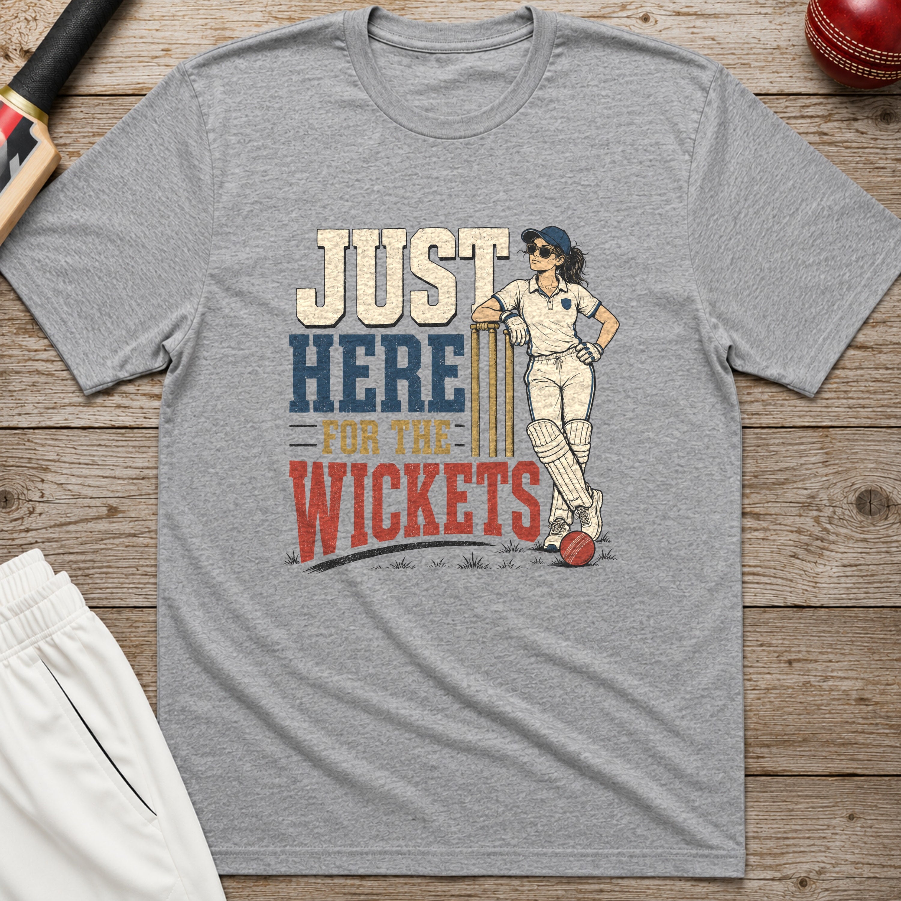 Just Here For The Wickets T-Shirt - Sport Grey