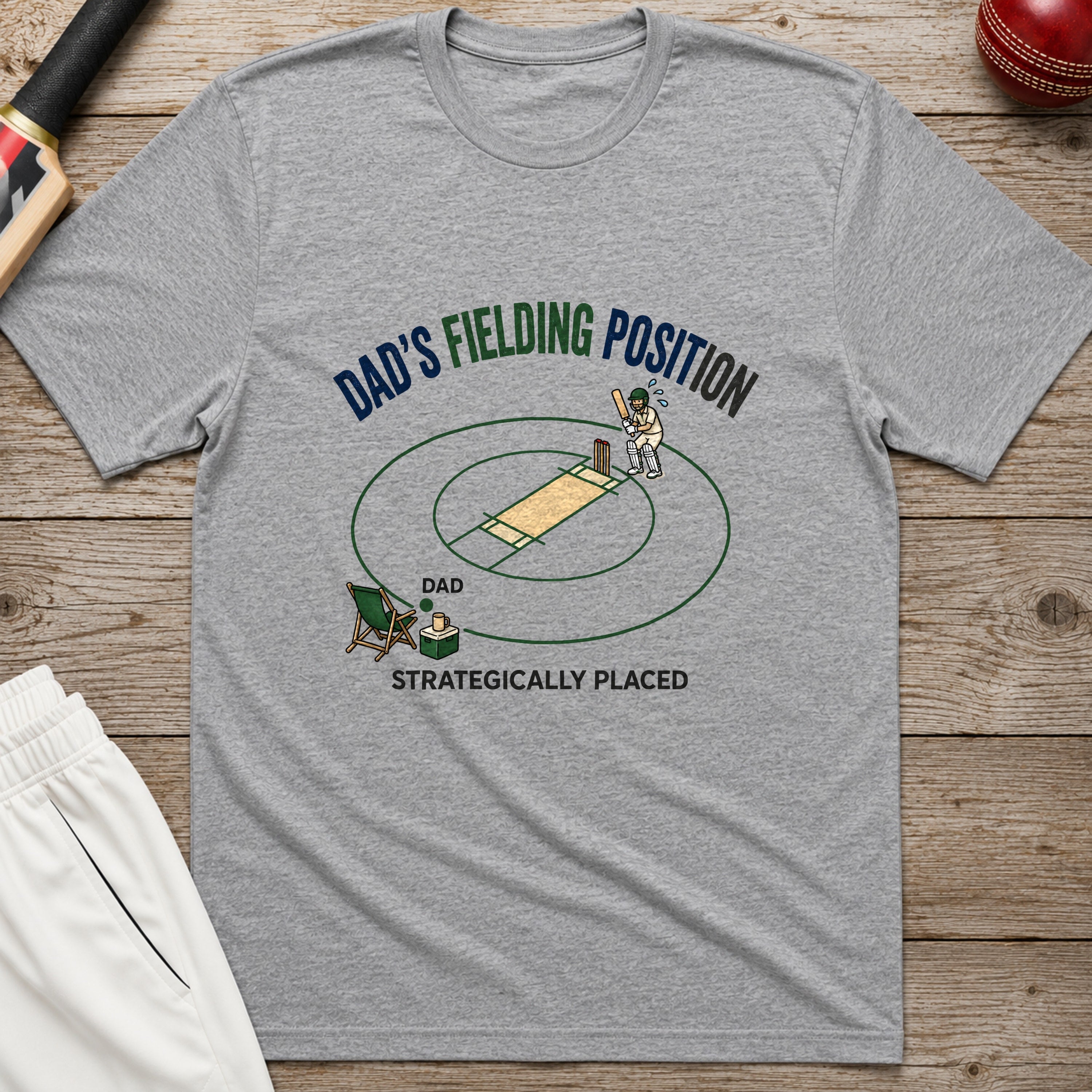 Dads Fielding Position T-Shirt - Sport Grey