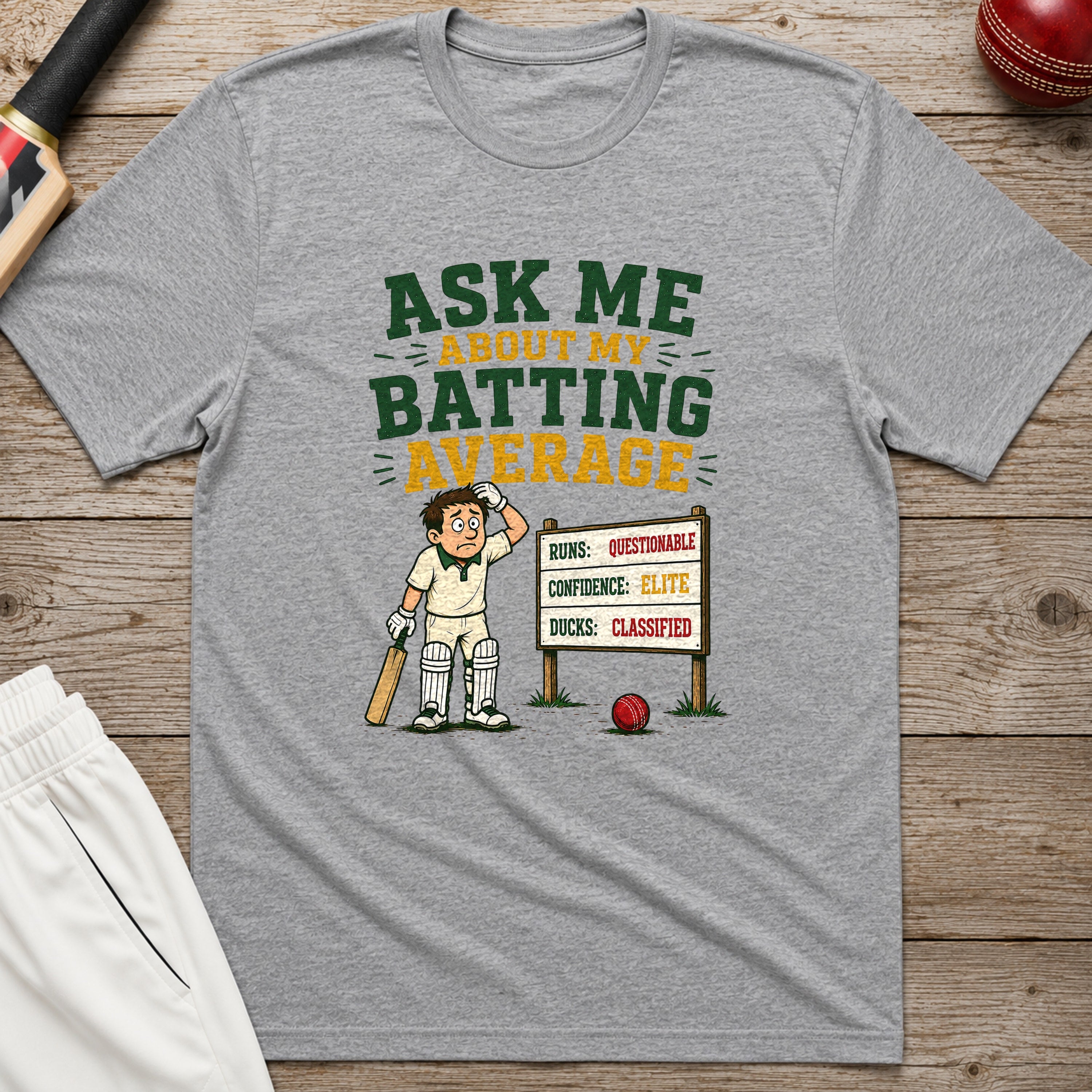 Ask Me About My Batting Average T-Shirt - Sport Grey