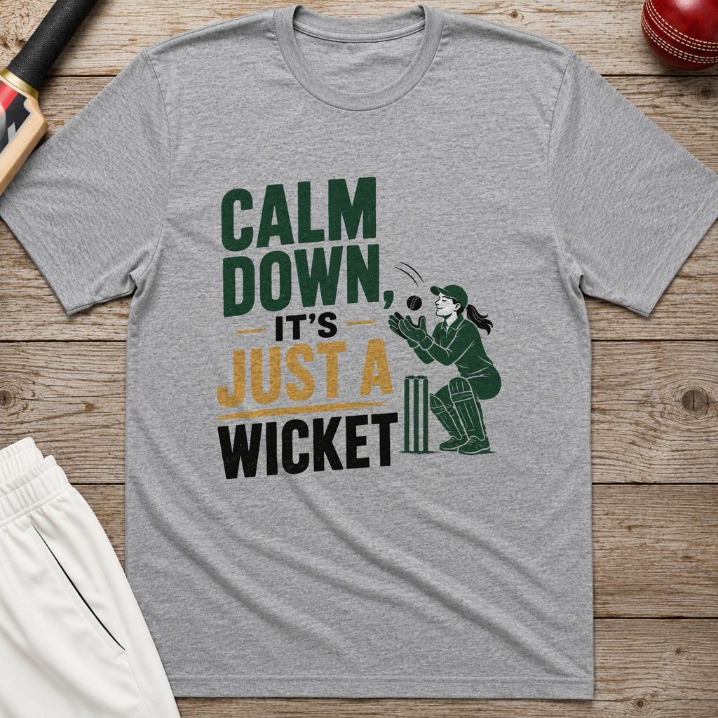 Calm Down Its Just A Wicket T-Shirt - Sport Grey