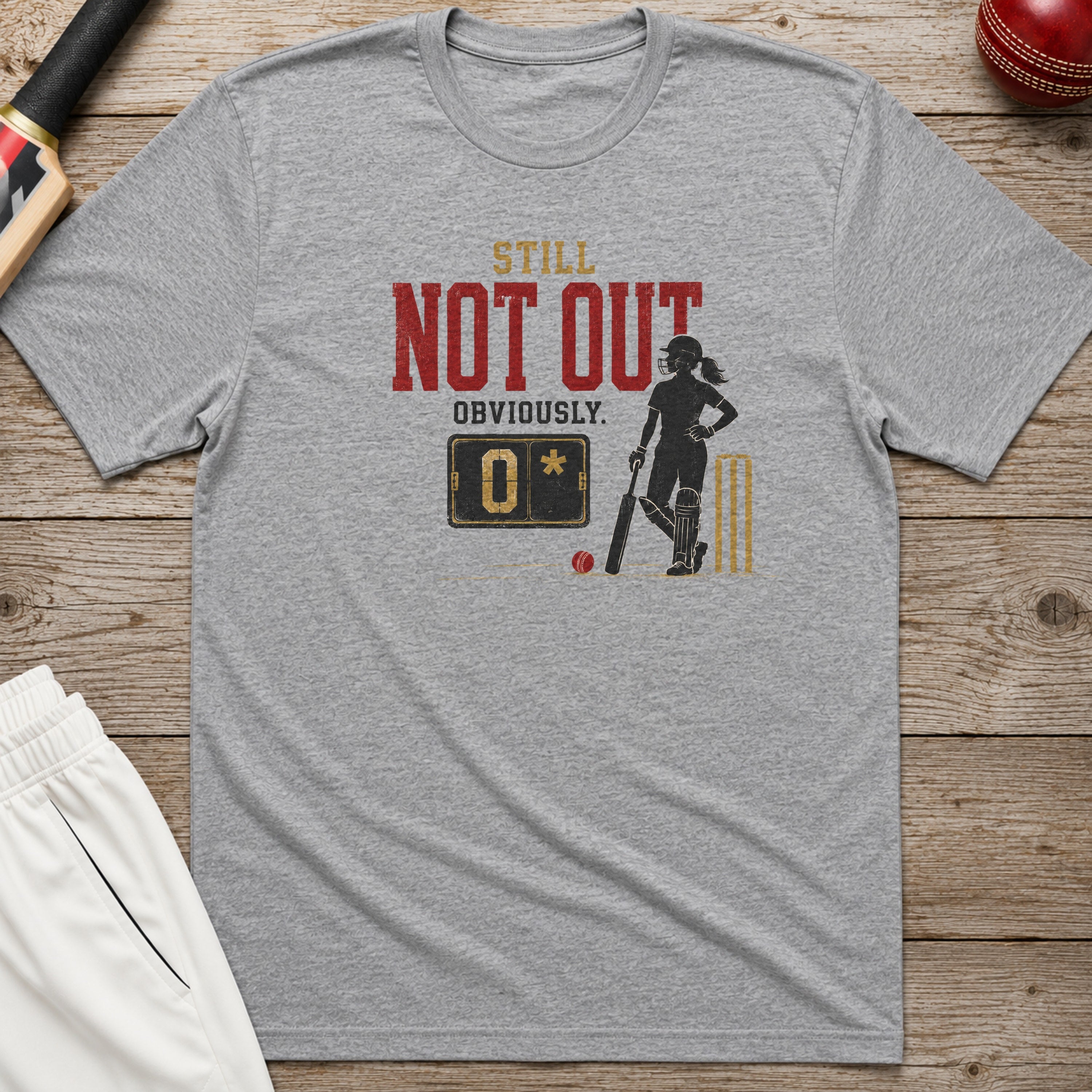 Still Not Out Obviously T-Shirt - Sport Grey