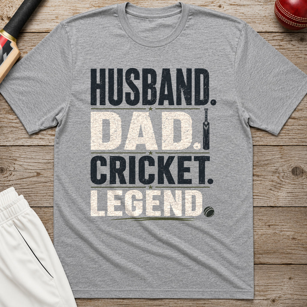 Husband Dad Cricket Legend T-Shirt - Sport Grey