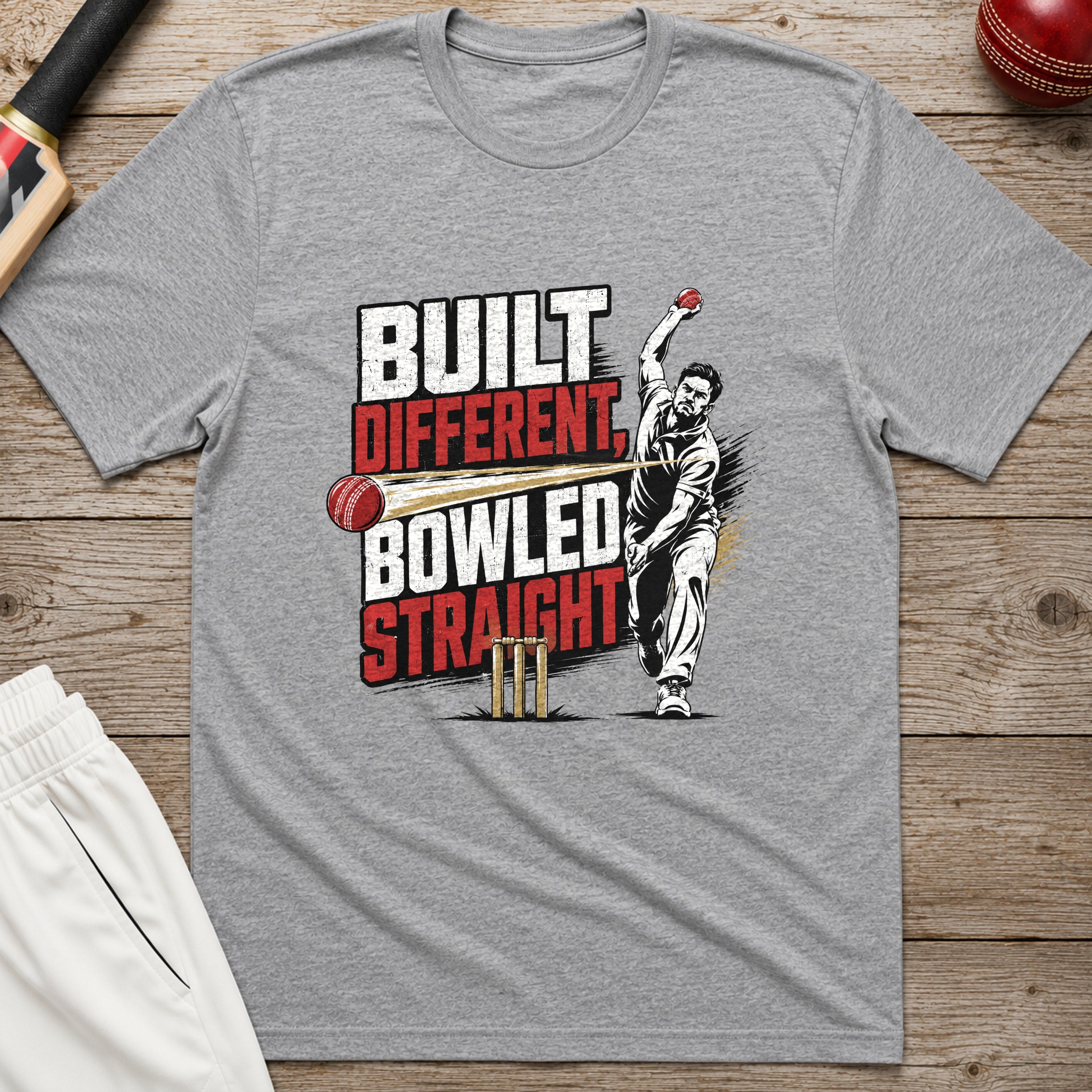Built Different Bowled Straight T-Shirt - Sport Grey