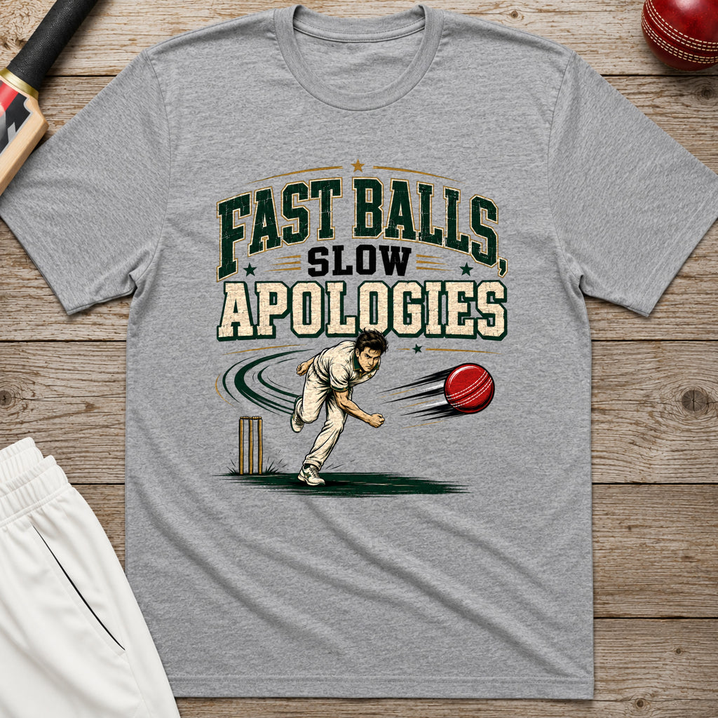 Fast Balls Slow Apologies T-Shirt - Sport Grey