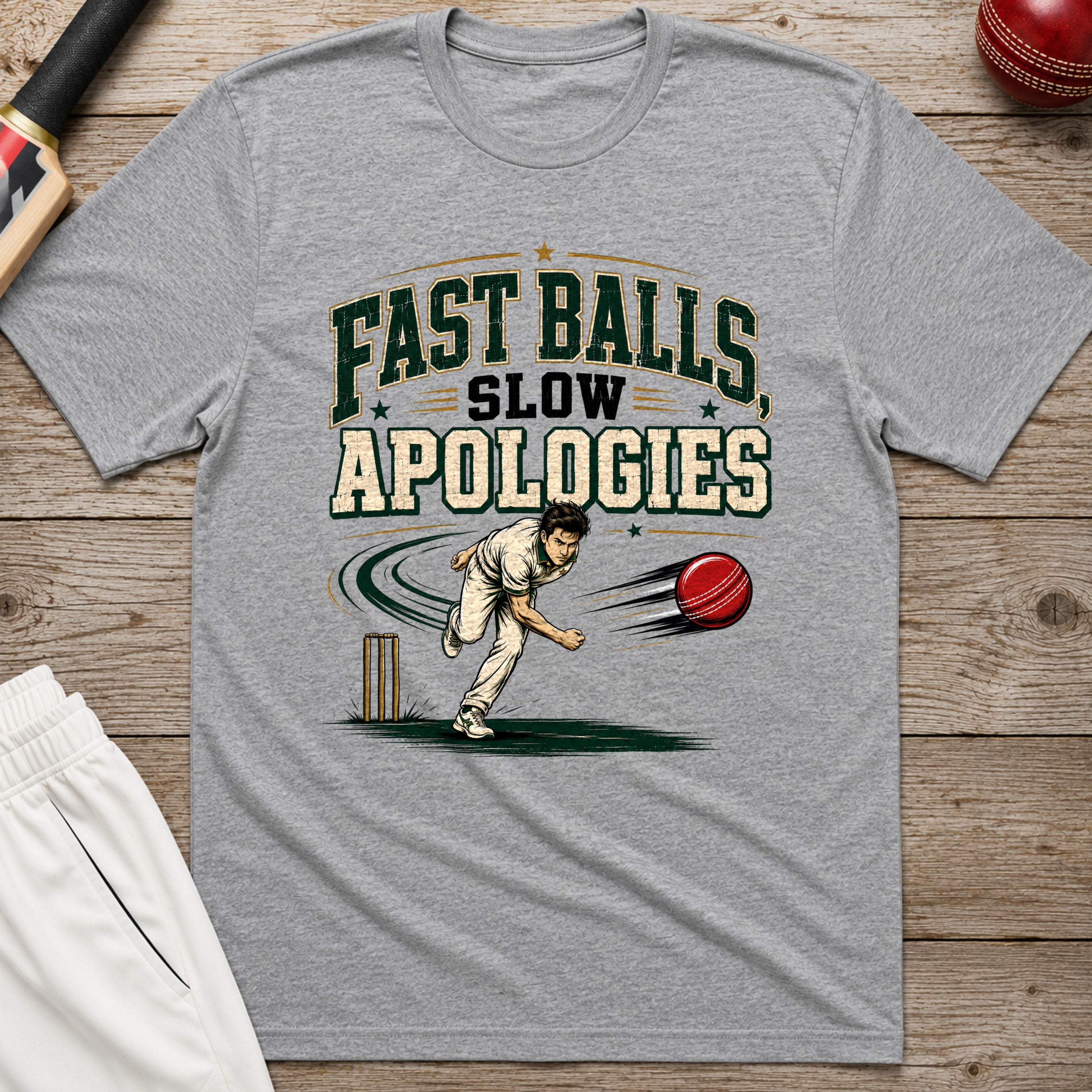 Fast Balls Slow Apologies T-Shirt - Sport Grey