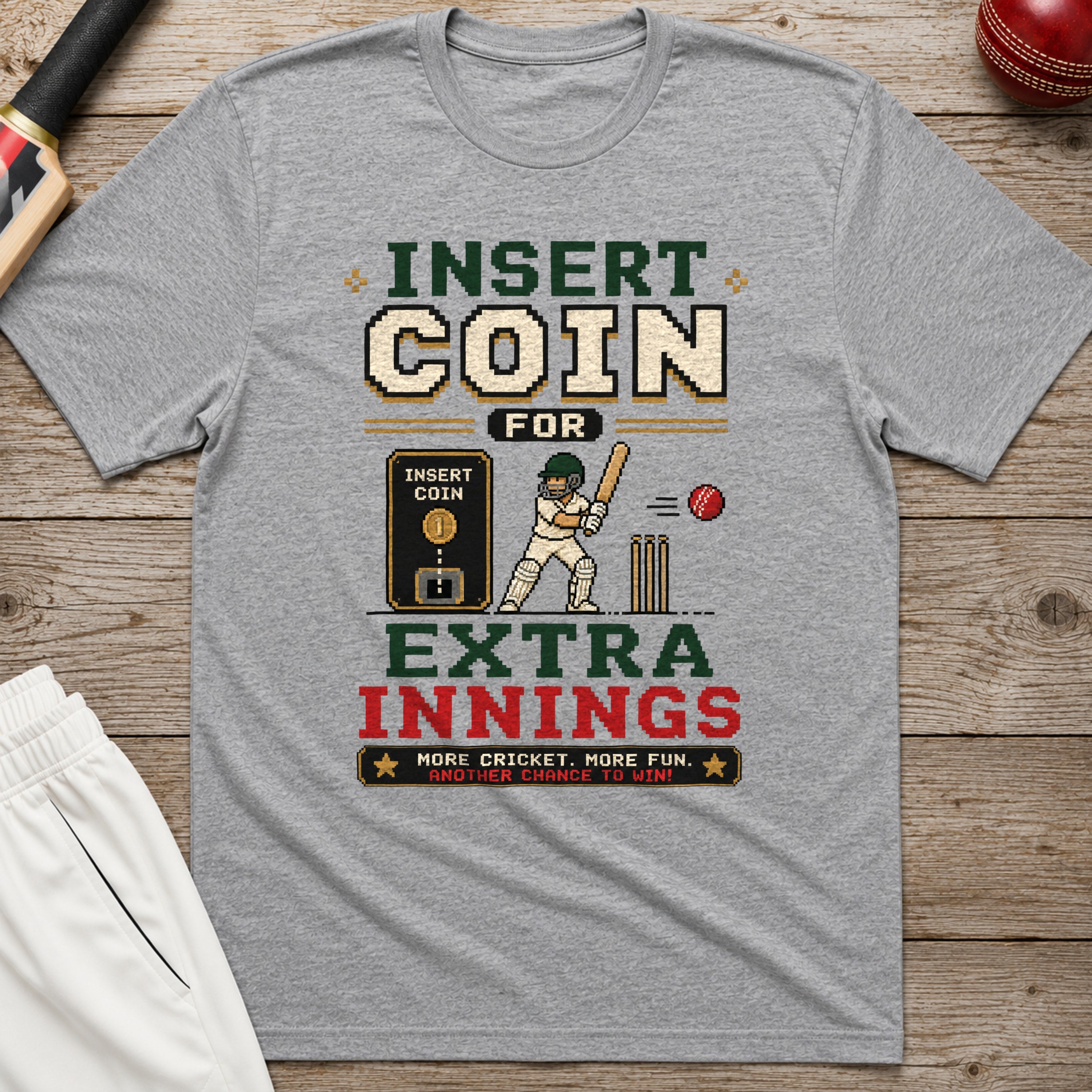 Insert Coin For Extra Innings T-Shirt - Sport Grey