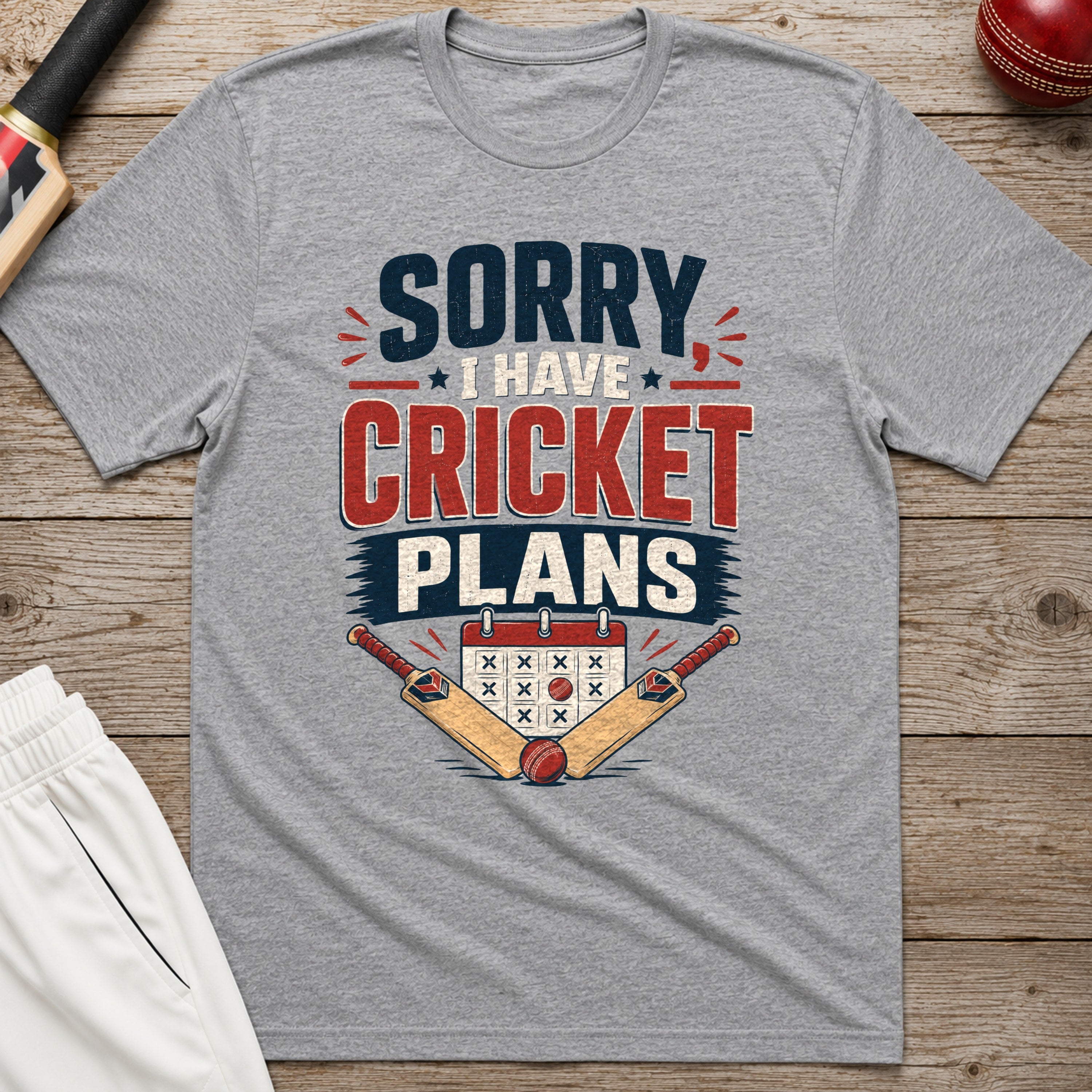 Sorry I Have Cricket Plans T-Shirt - Sport Grey