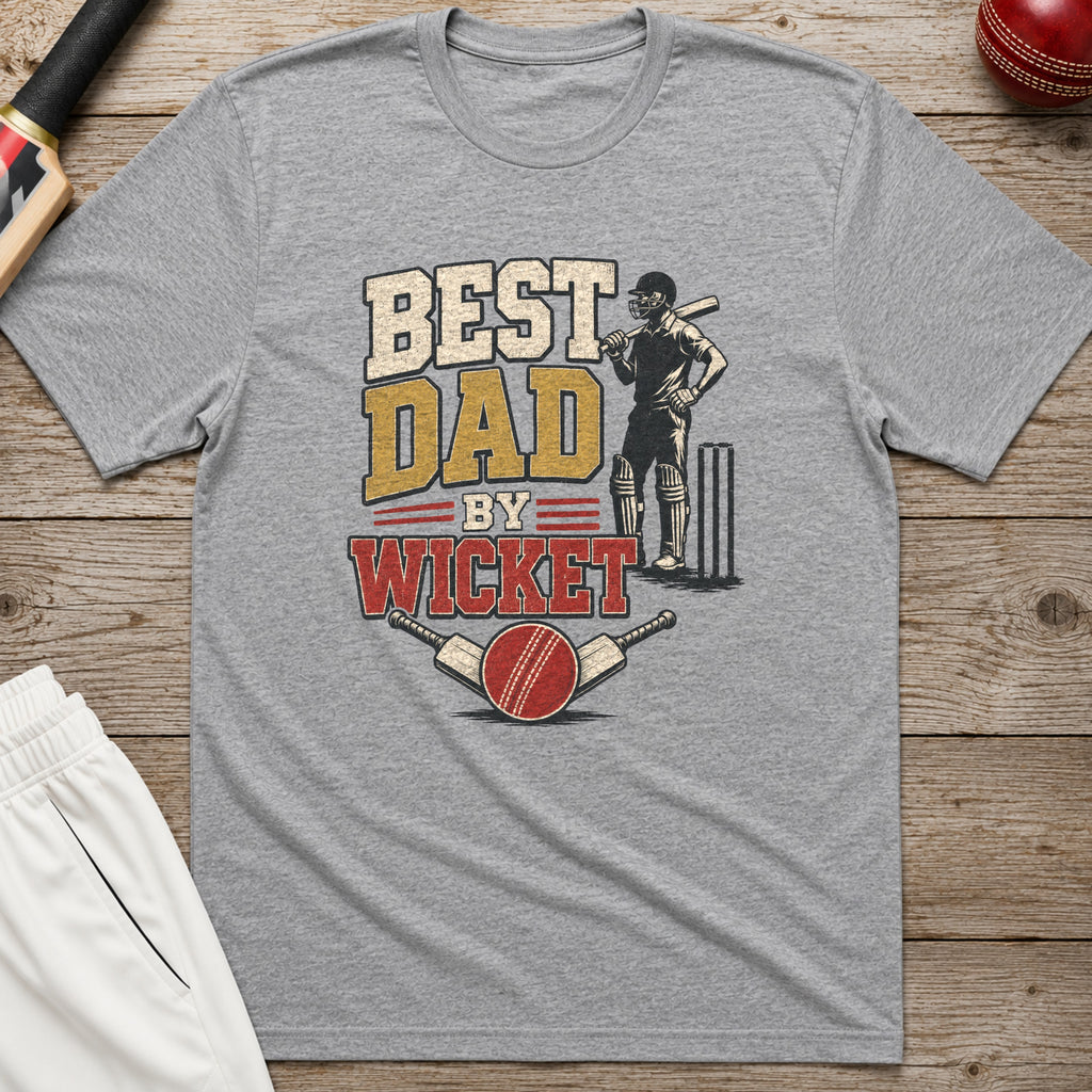 Best Dad By Wicket T-Shirt - Sport Grey