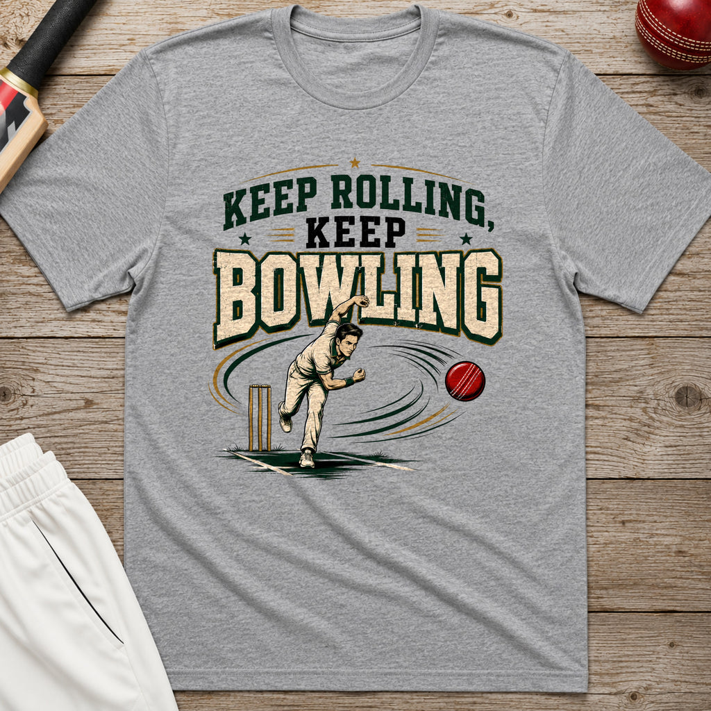Keep Rolling Keep Bowling T-Shirt - Sport Grey