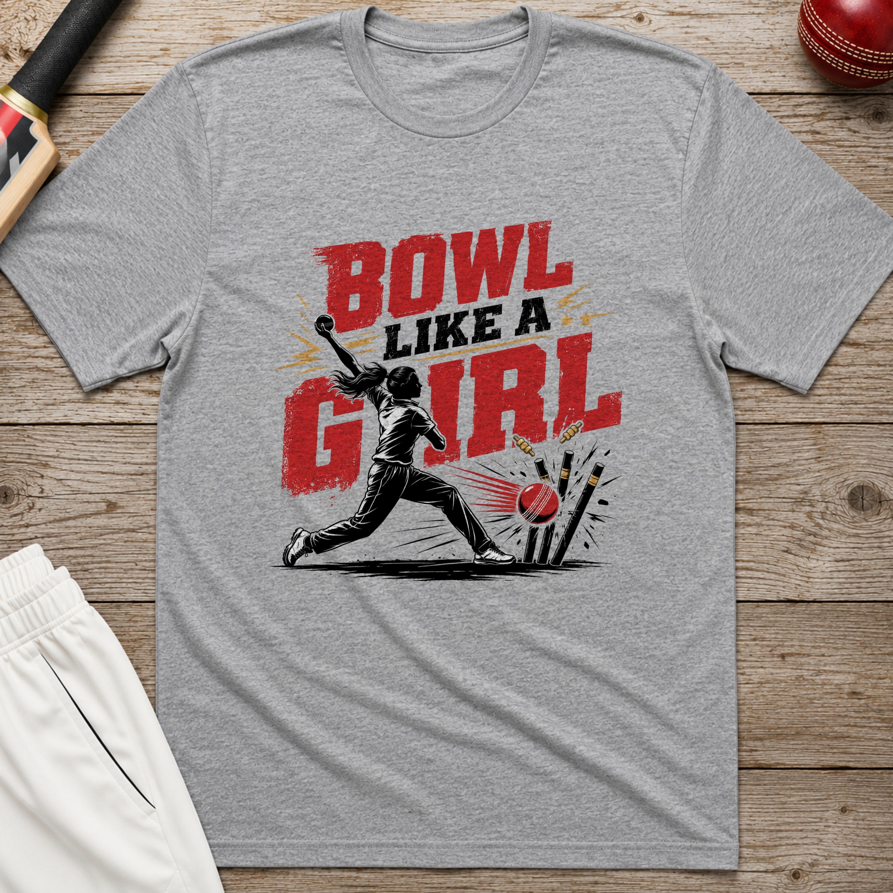 Bowl Like A Girl T-Shirt - Sport Grey