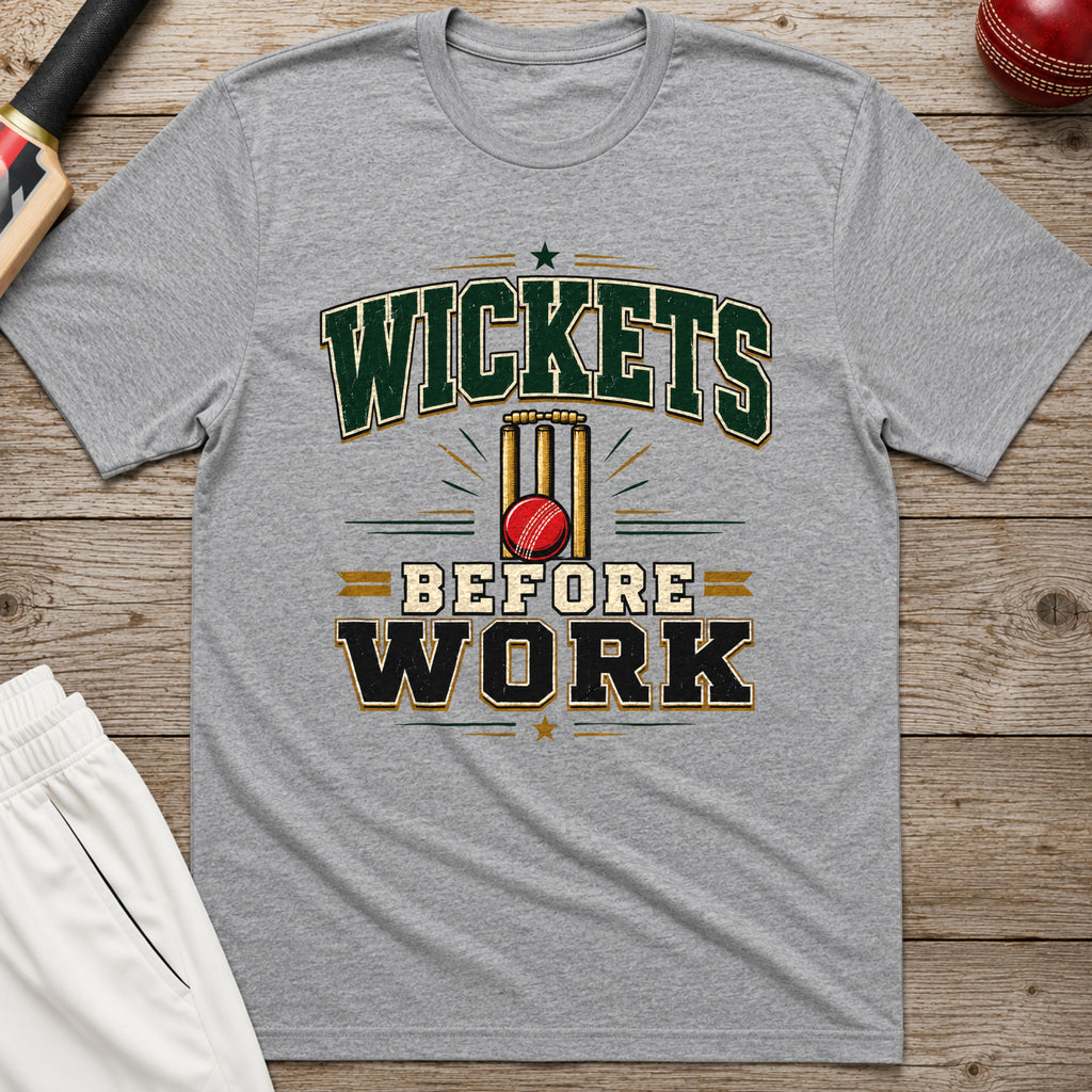 Wickets Before Work T-Shirt - Sport Grey