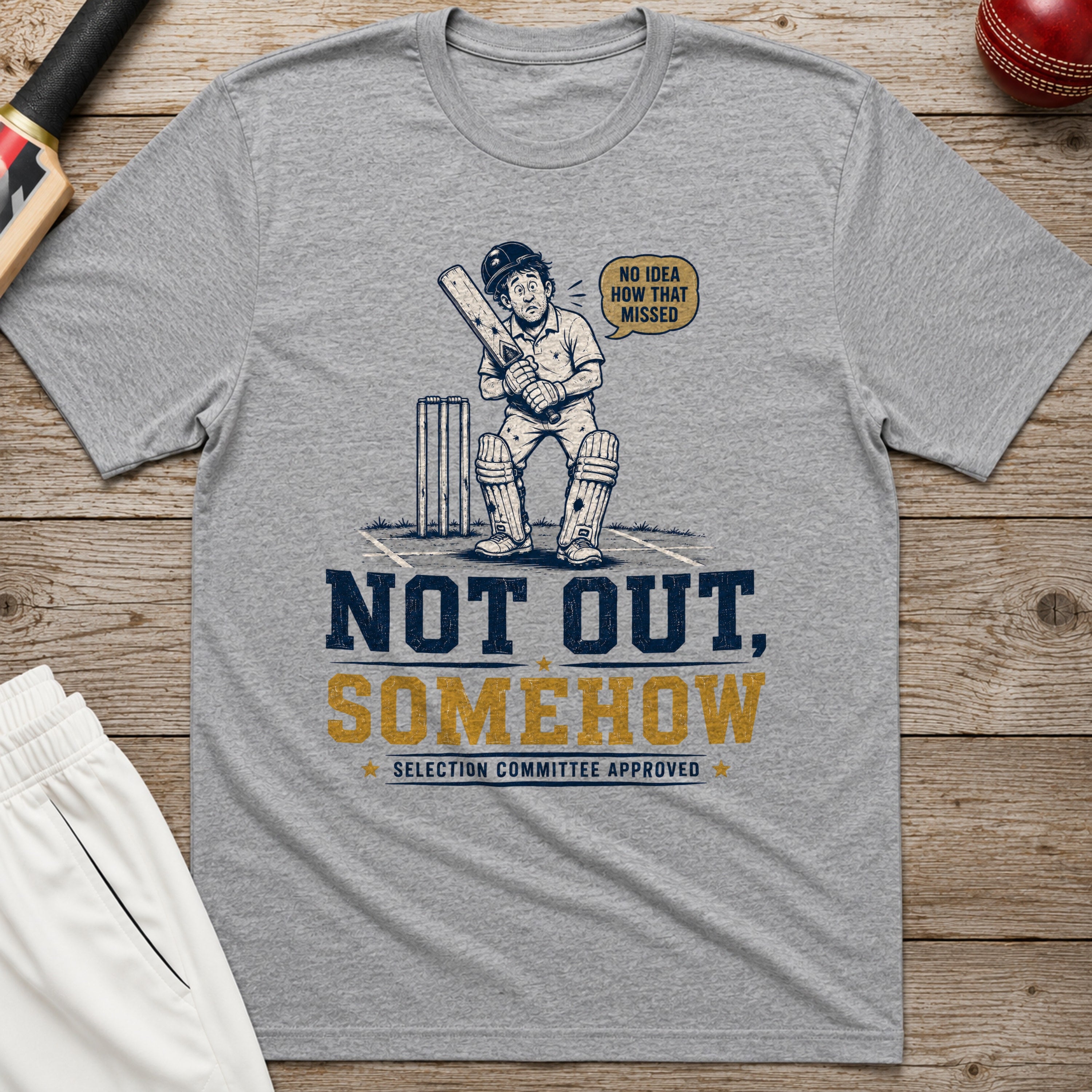 Not Out Somehow T-Shirt - Sport Grey