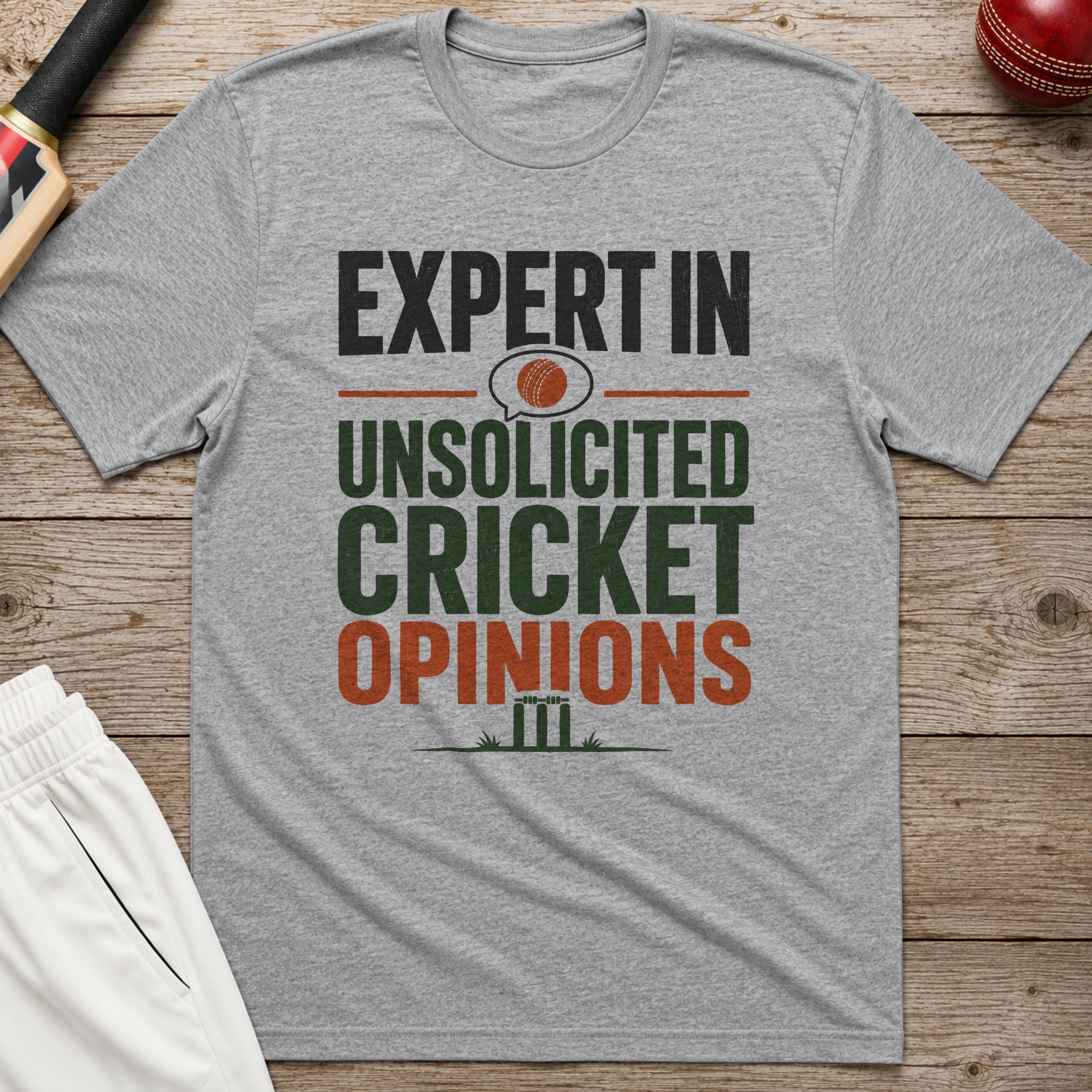 Expert In Unsolicited Cricket Opinions T-Shirt - Sport Grey