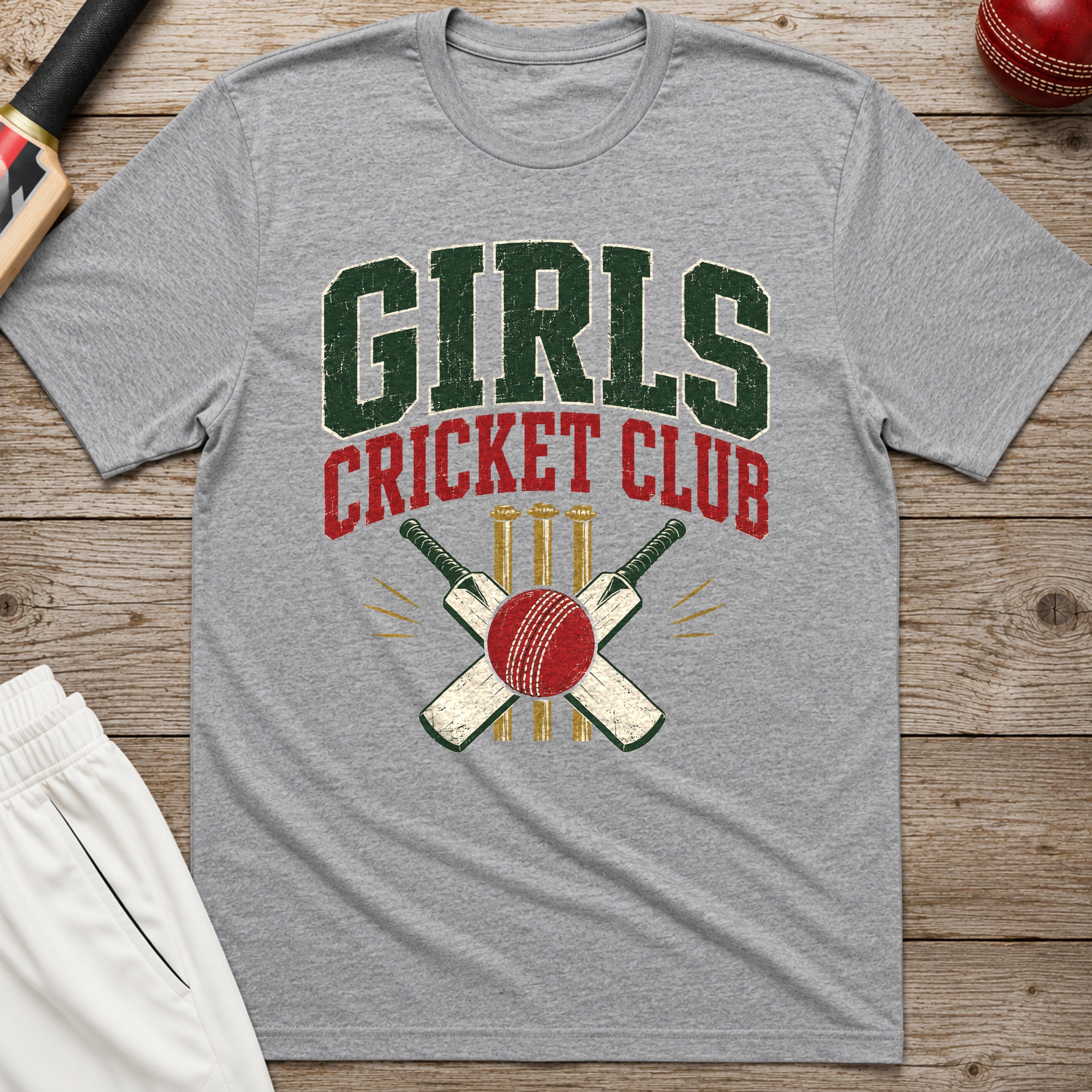 Girls Cricket Club T-Shirt - Sport Grey