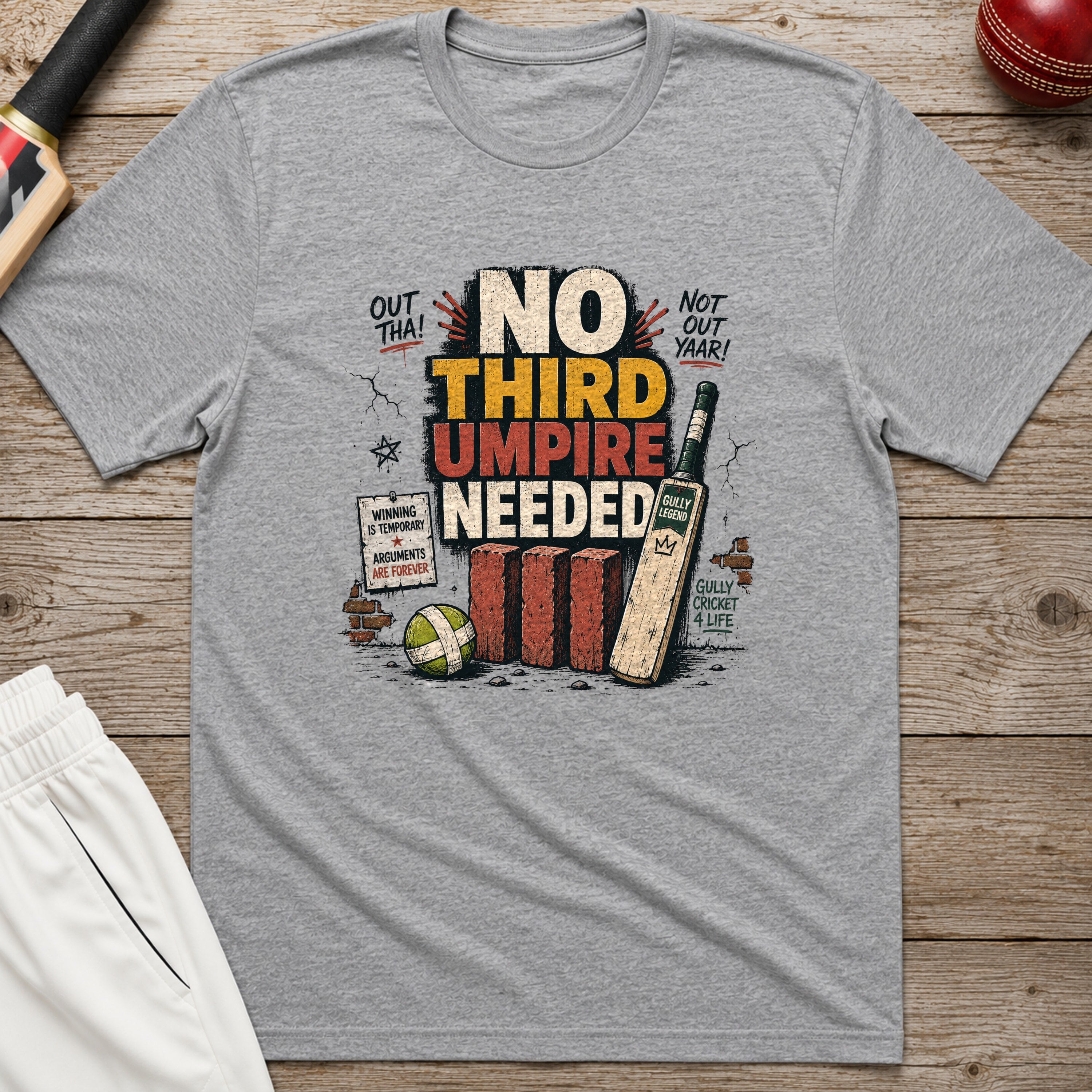 No Third Umpire Needed T-Shirt - Sport Grey