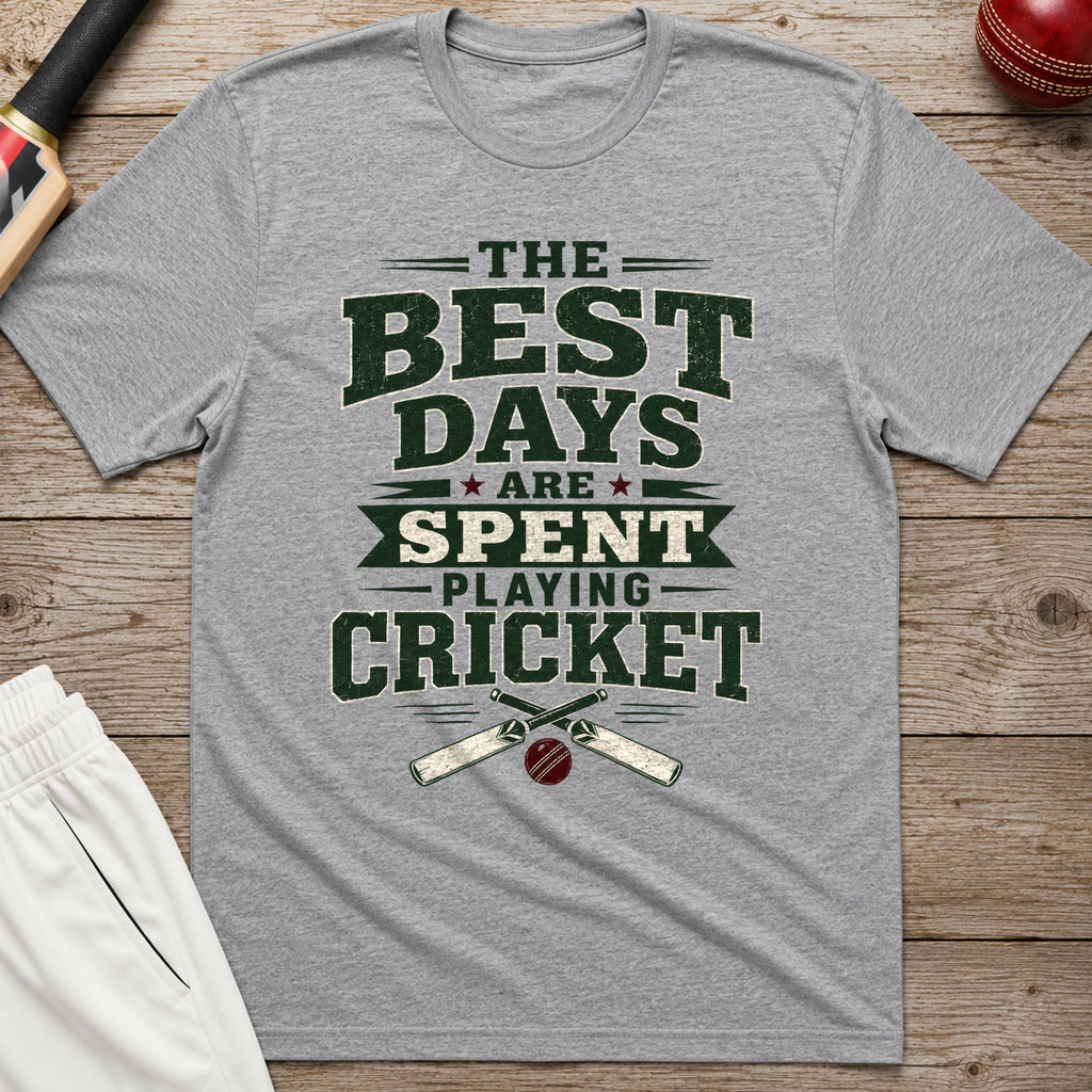 The Best Days Are Spent Playing Cricket T-Shirt - Sport Grey