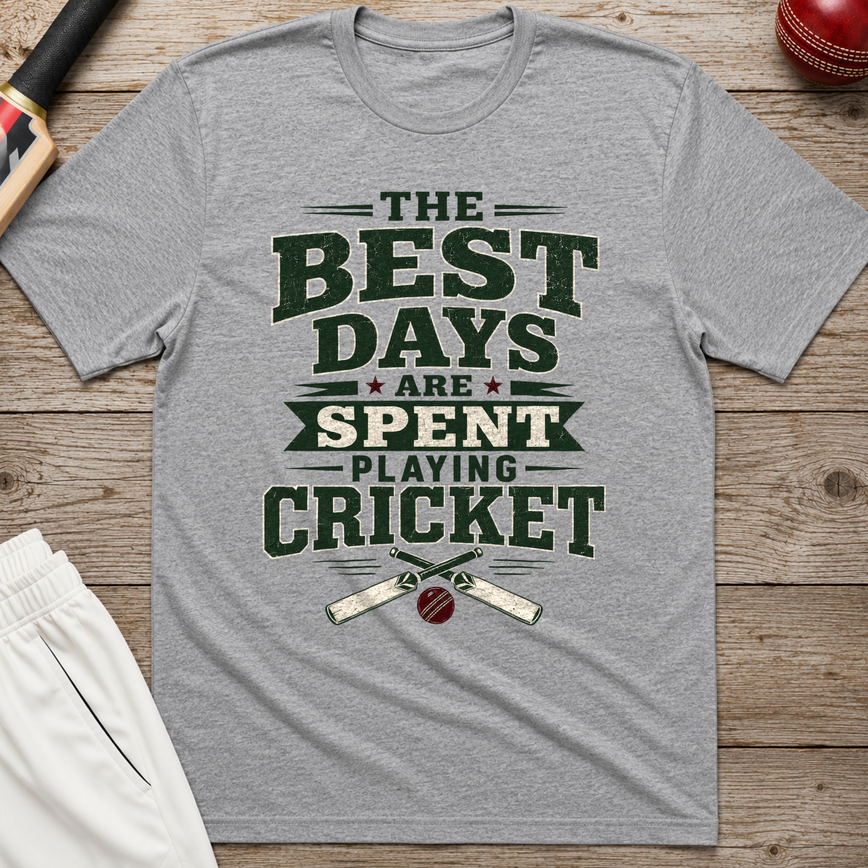 The Best Days Are Spent Playing Cricket T-Shirt - Sport Grey