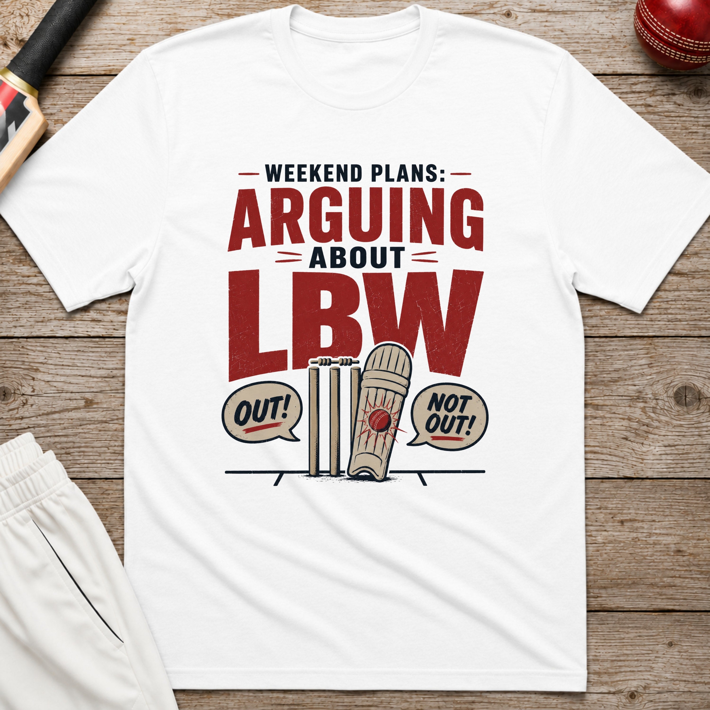 Weekend Plans Arguing About LBW T-Shirt - White