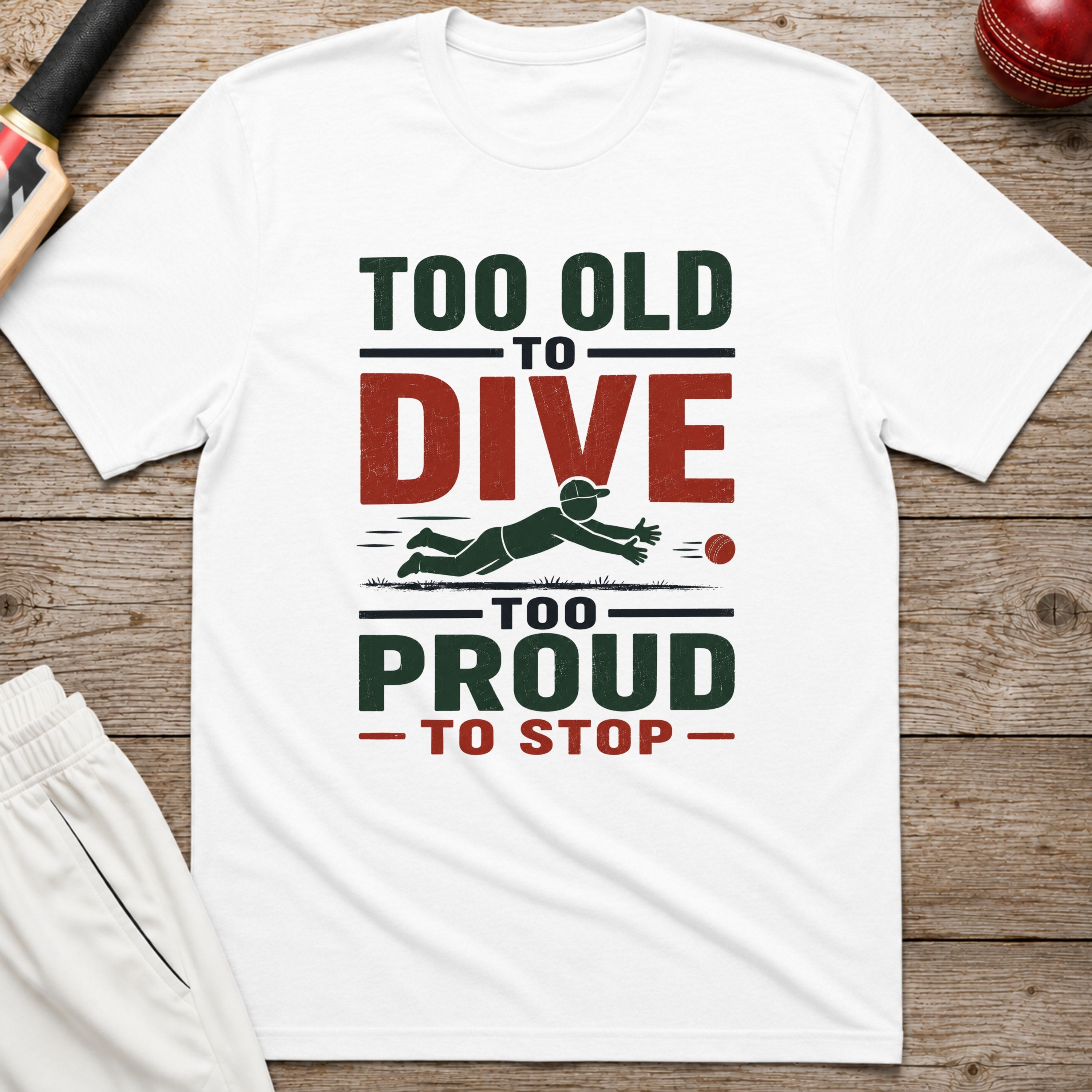Too Old To Dive Too Proud To Stop T-Shirt - White