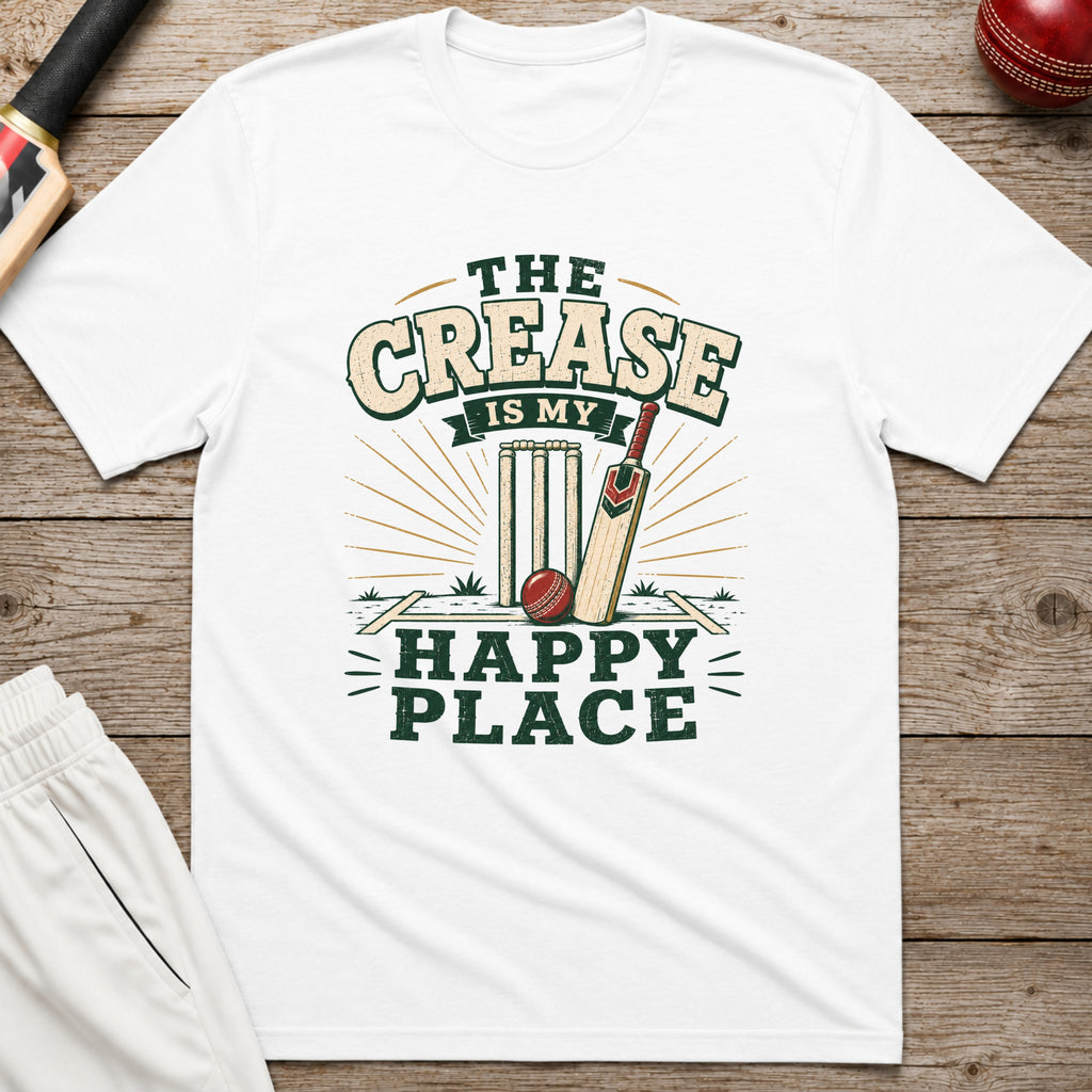 The Crease Is My Happy Place T-Shirt - White