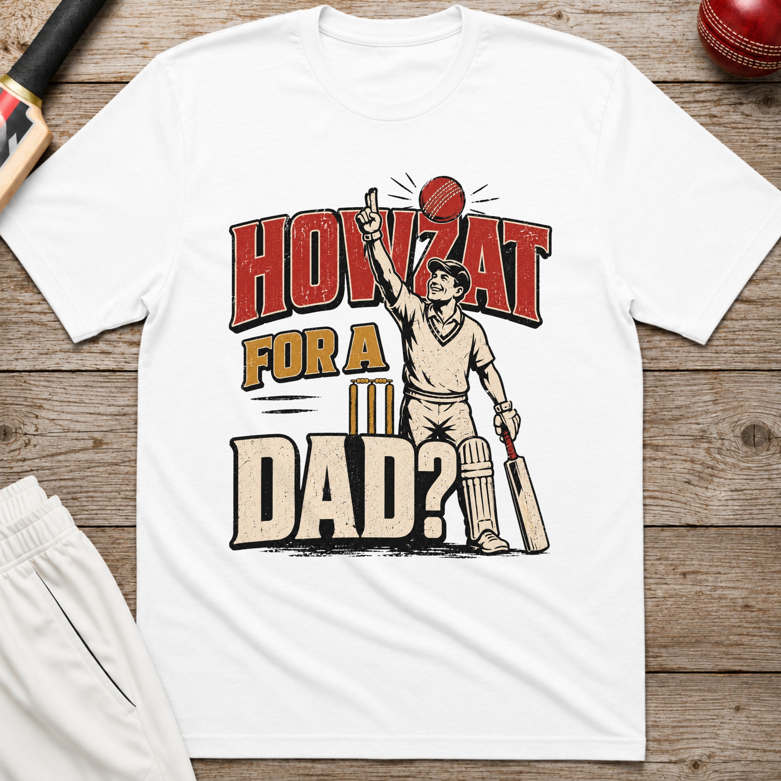Howzat For A Dad T-Shirt - White