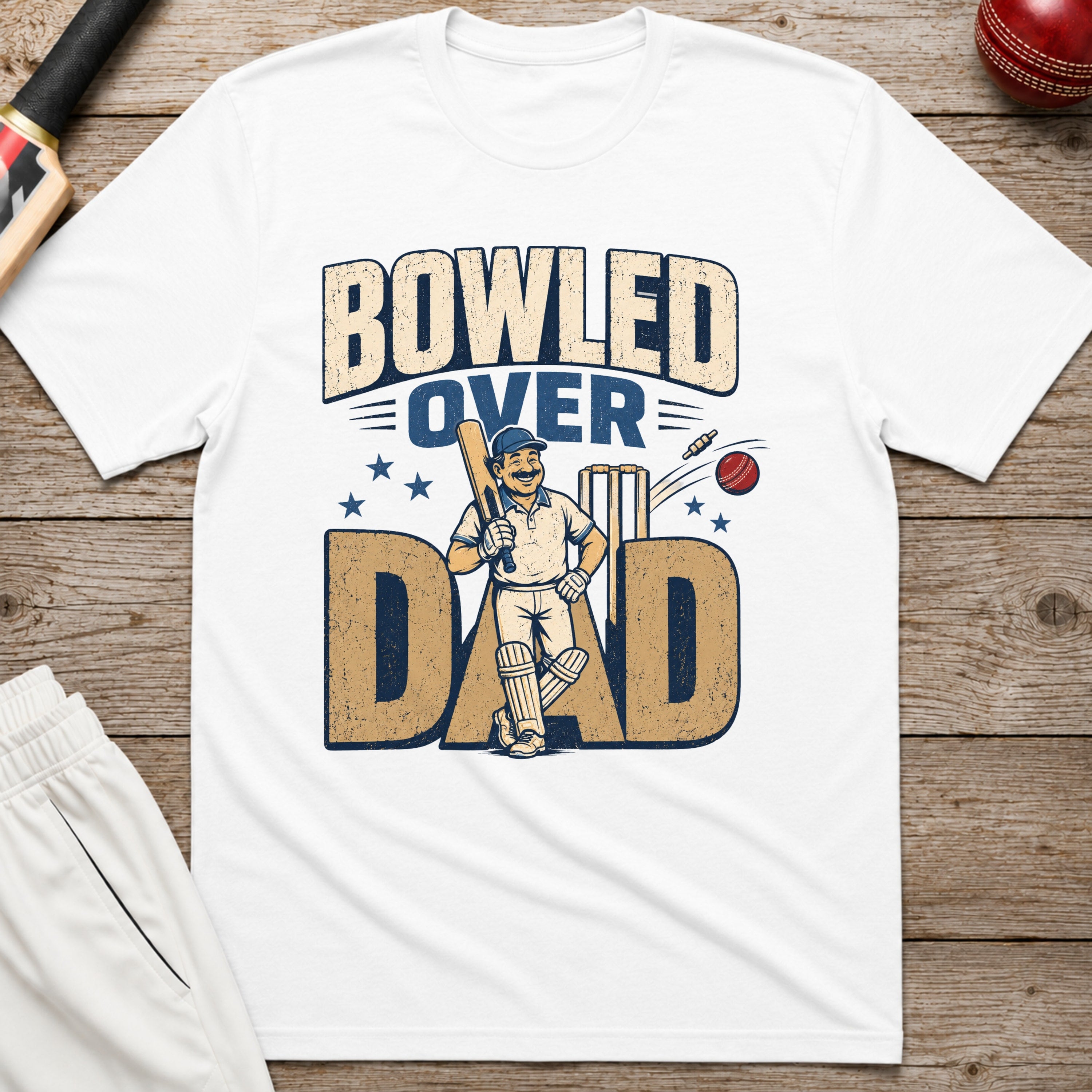 Bowled Over Dad T-Shirt - White