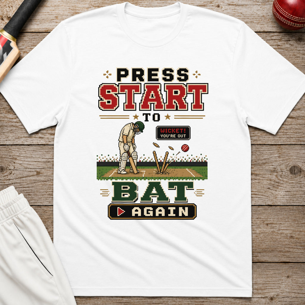 Press Start To Bat Again T-Shirt - White