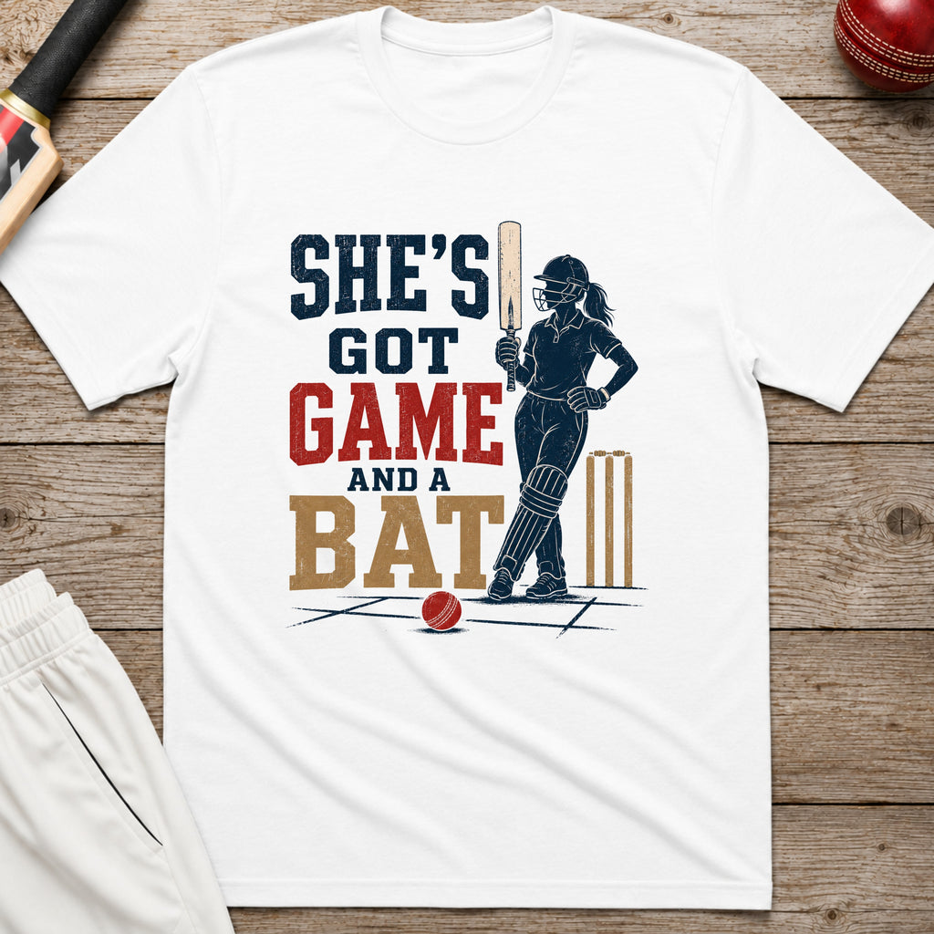 Shes Got Game And A Bat T-Shirt - White