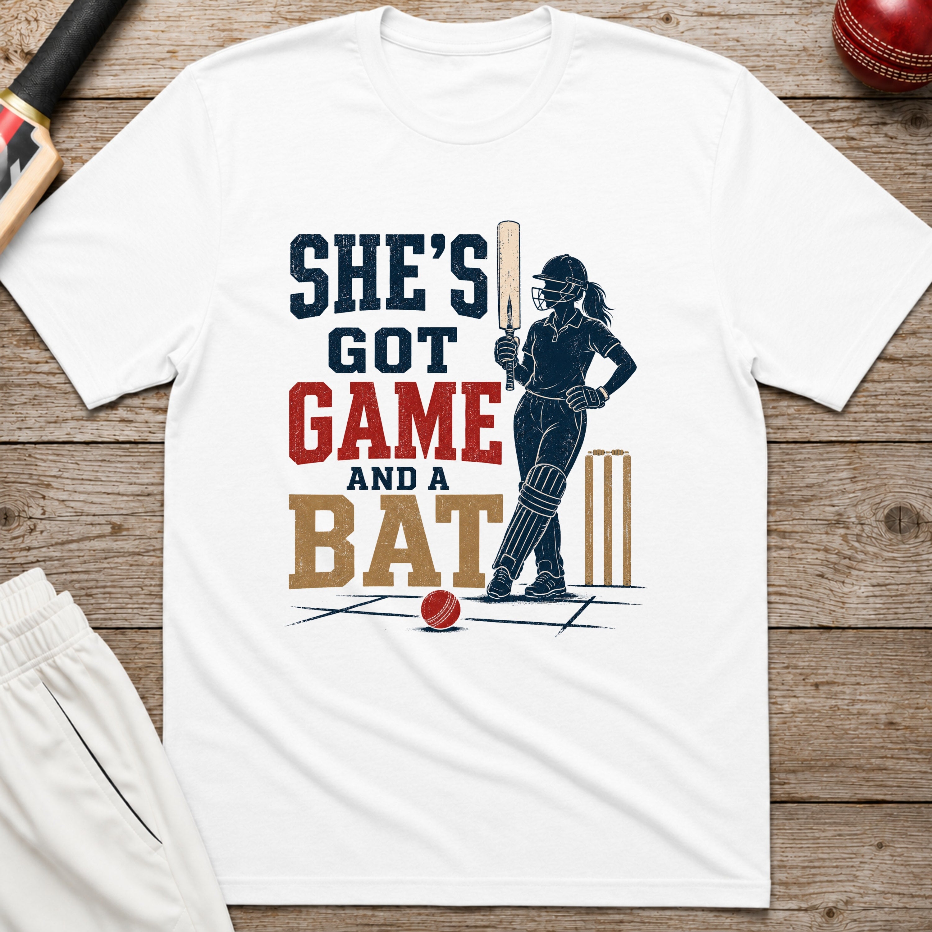 Shes Got Game And A Bat T-Shirt - White