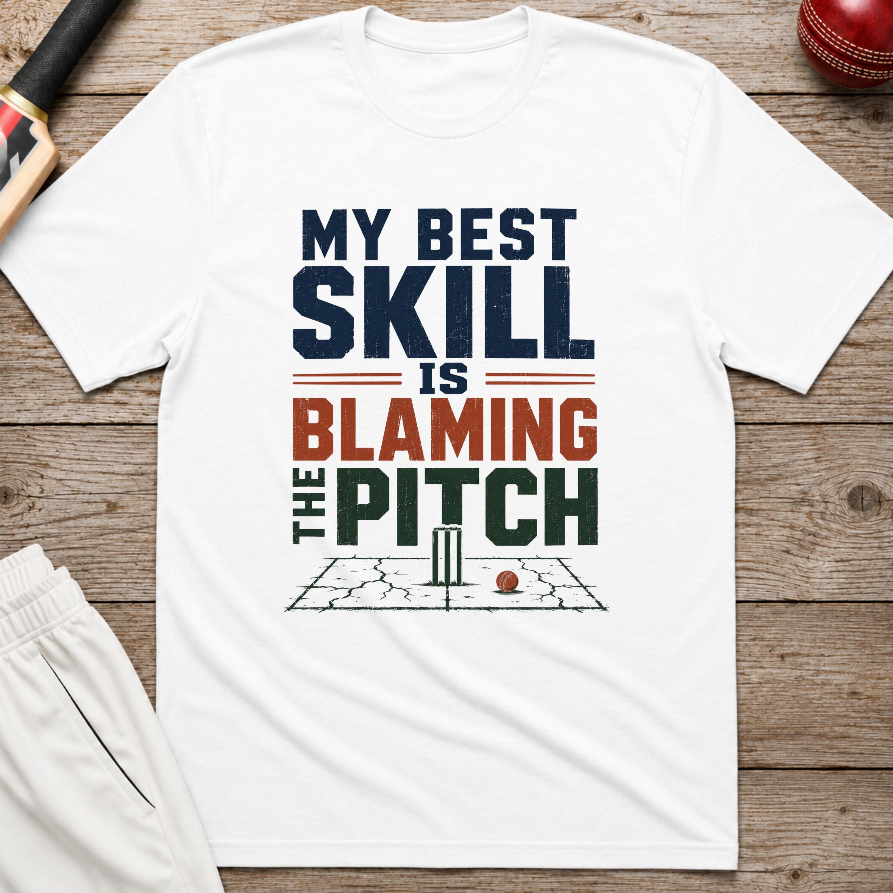 My Best Skill Is Blaming The Pitch Alt T-Shirt - White