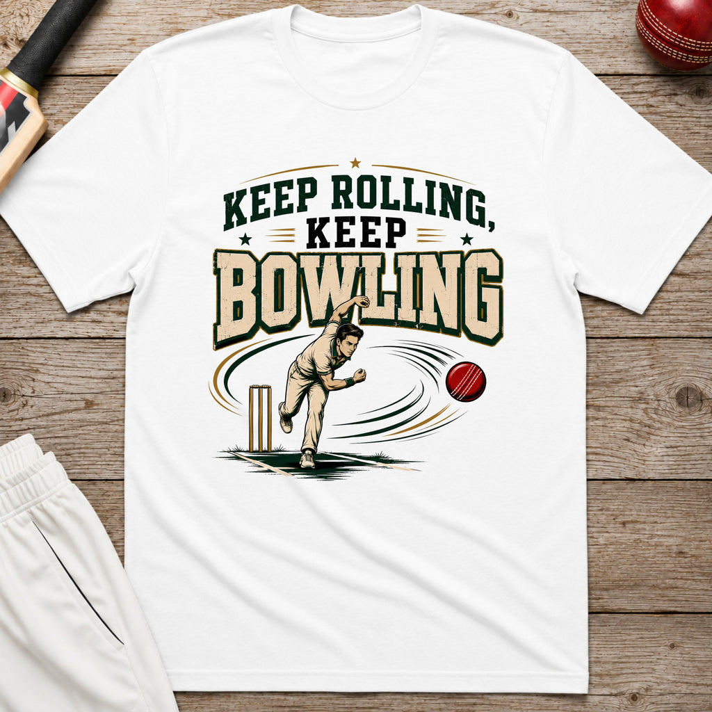 Keep Rolling Keep Bowling T-Shirt - White