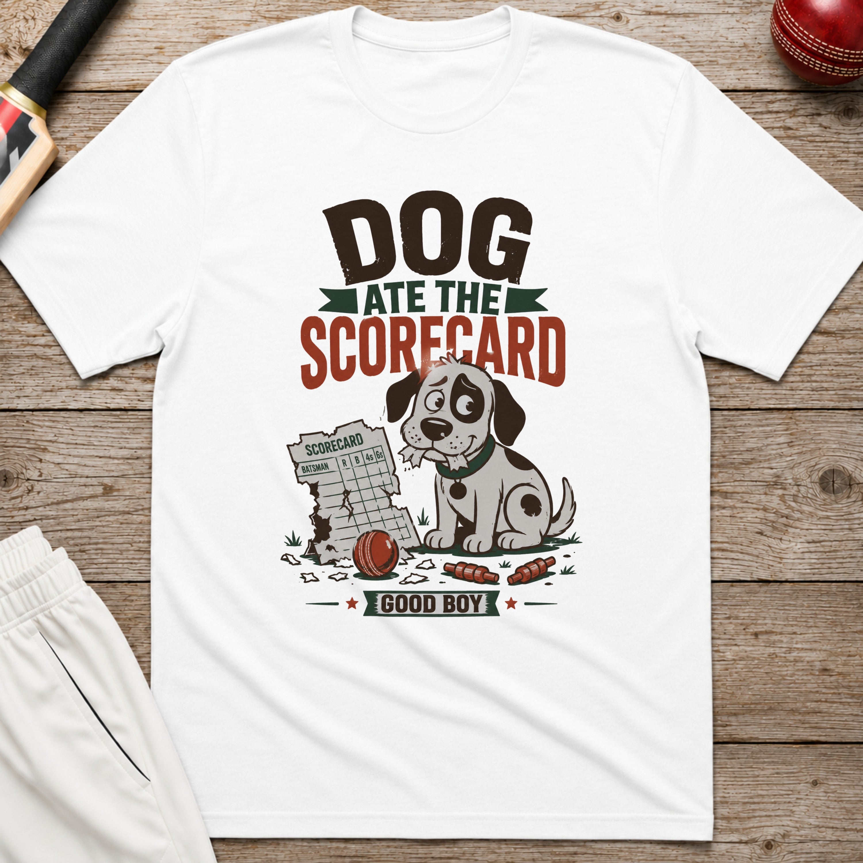 Dog Ate The Scorecard T-Shirt - White
