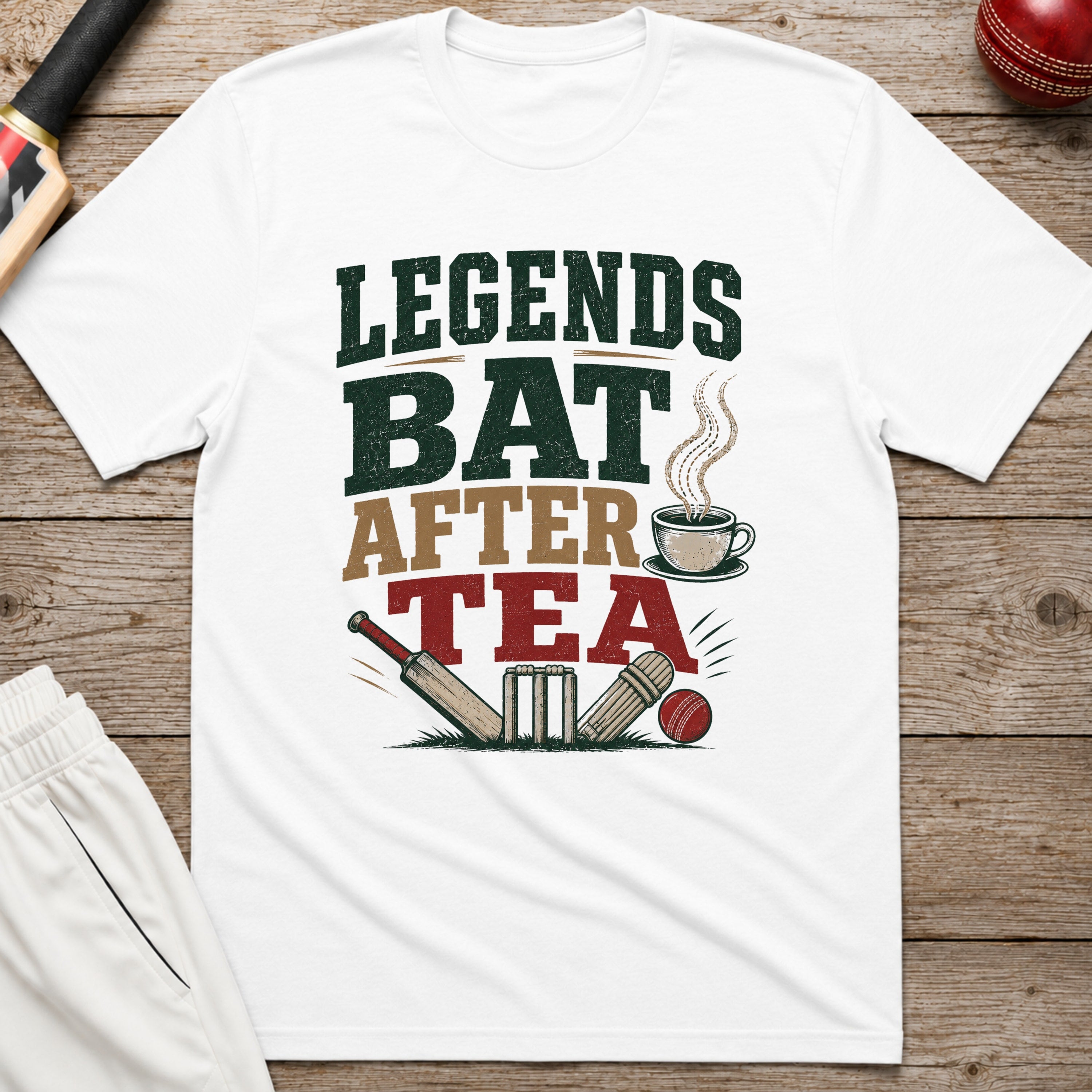 Legends Bat After Tea T-Shirt - White