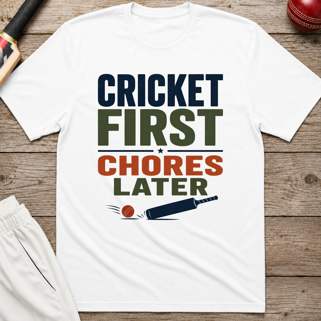 Cricket First Chores Later T-Shirt - White