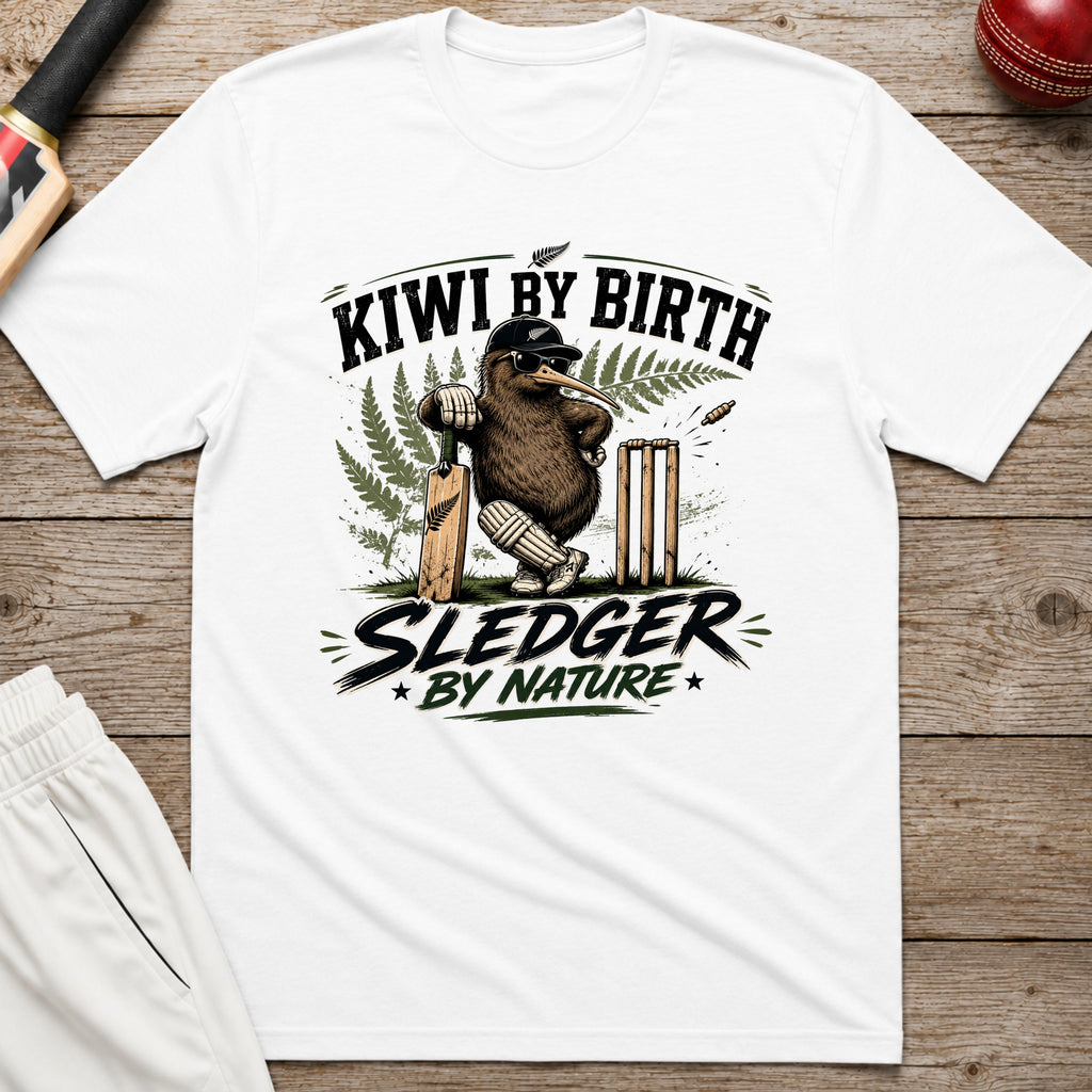 Kiwi By Birth Sledger By Nature T-Shirt - White