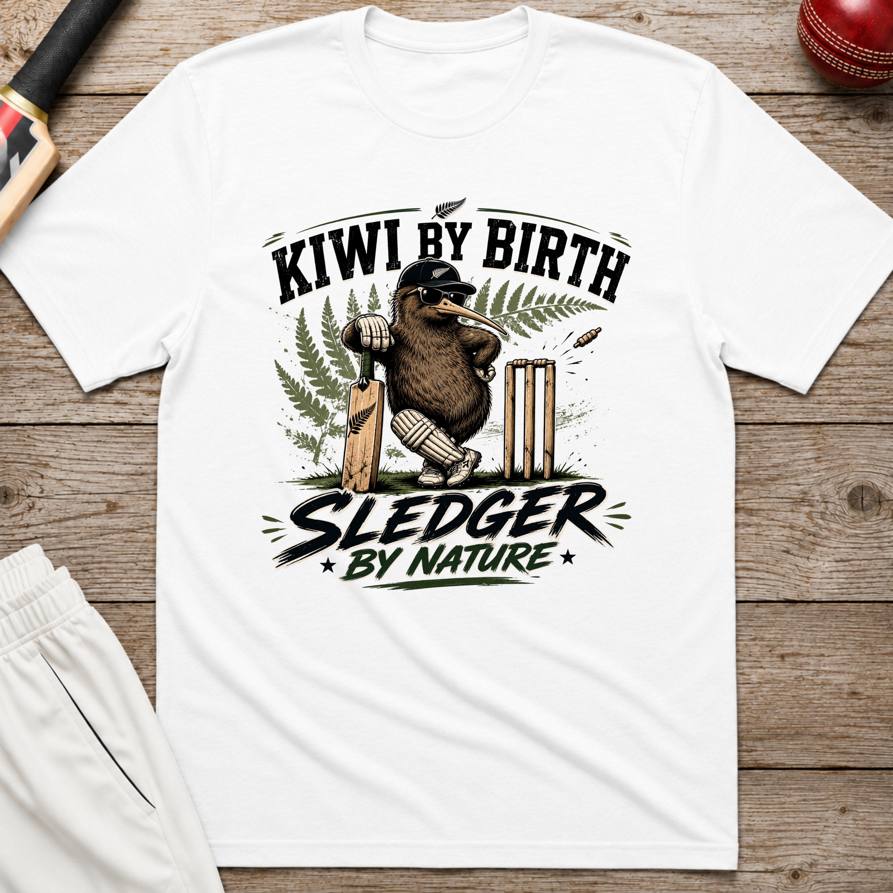 Kiwi By Birth Sledger By Nature T-Shirt - White