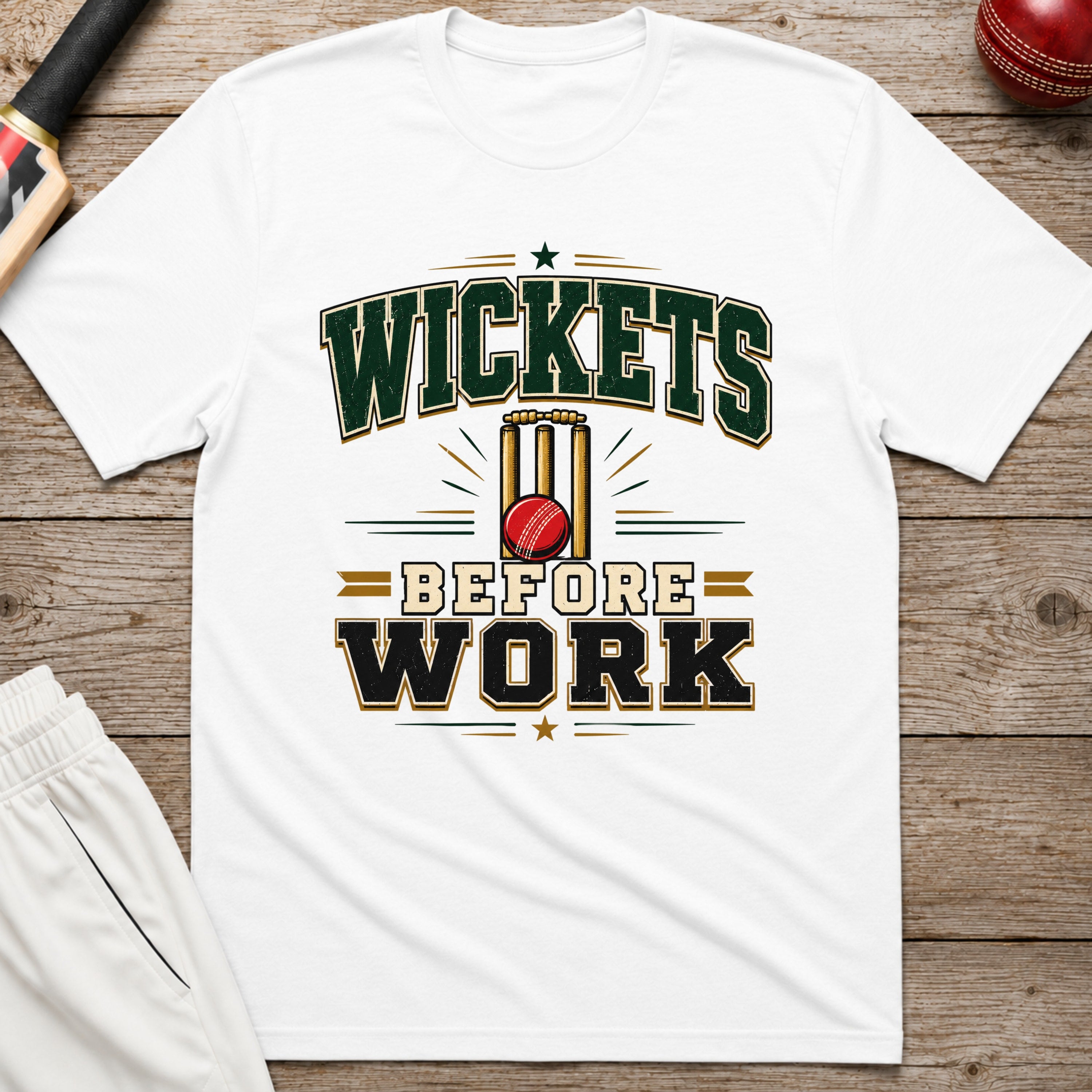 Wickets Before Work T-Shirt - White