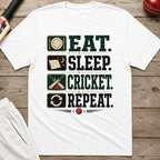 Eat Sleep Cricket Repeat T-Shirt - White