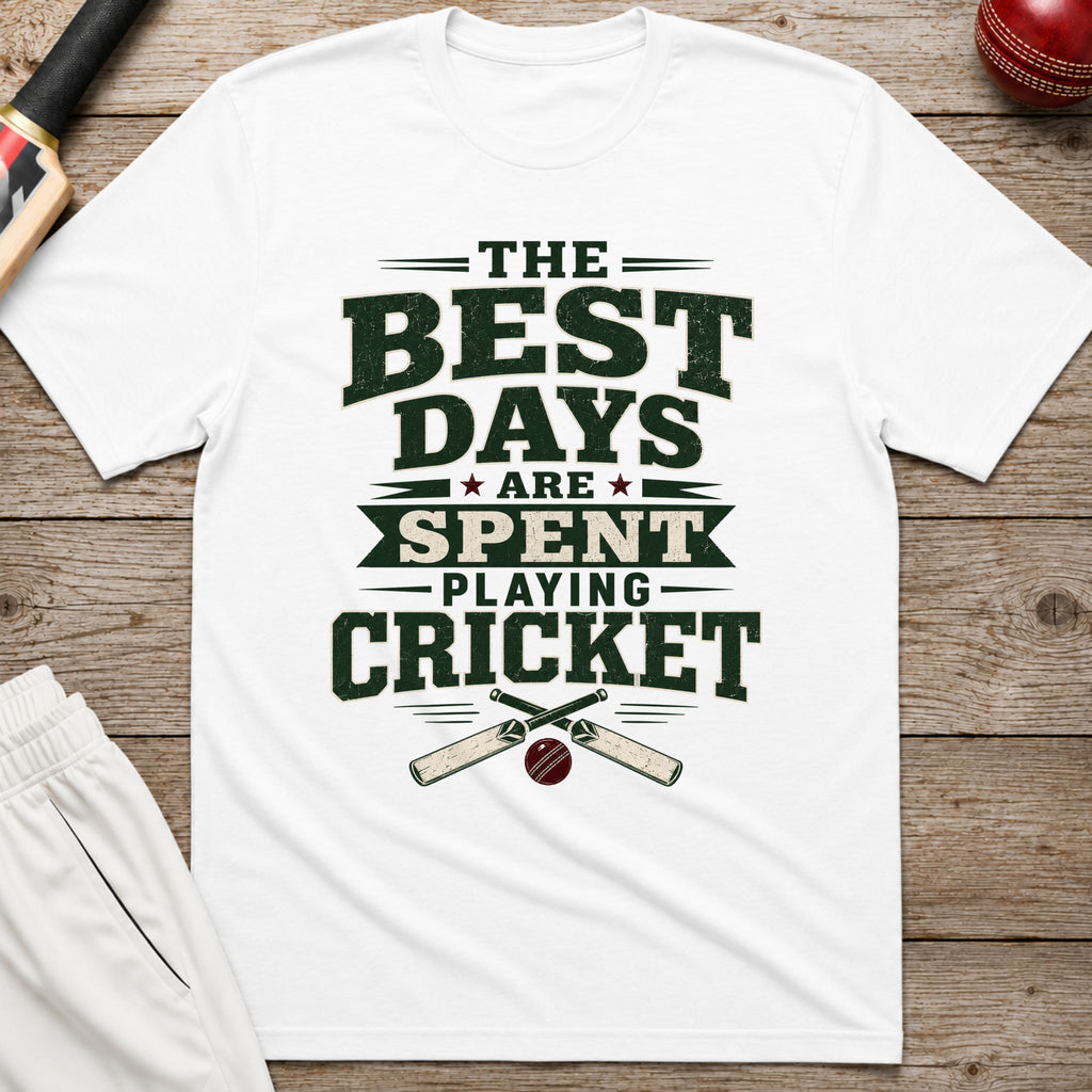 The Best Days Are Spent Playing Cricket T-Shirt - White