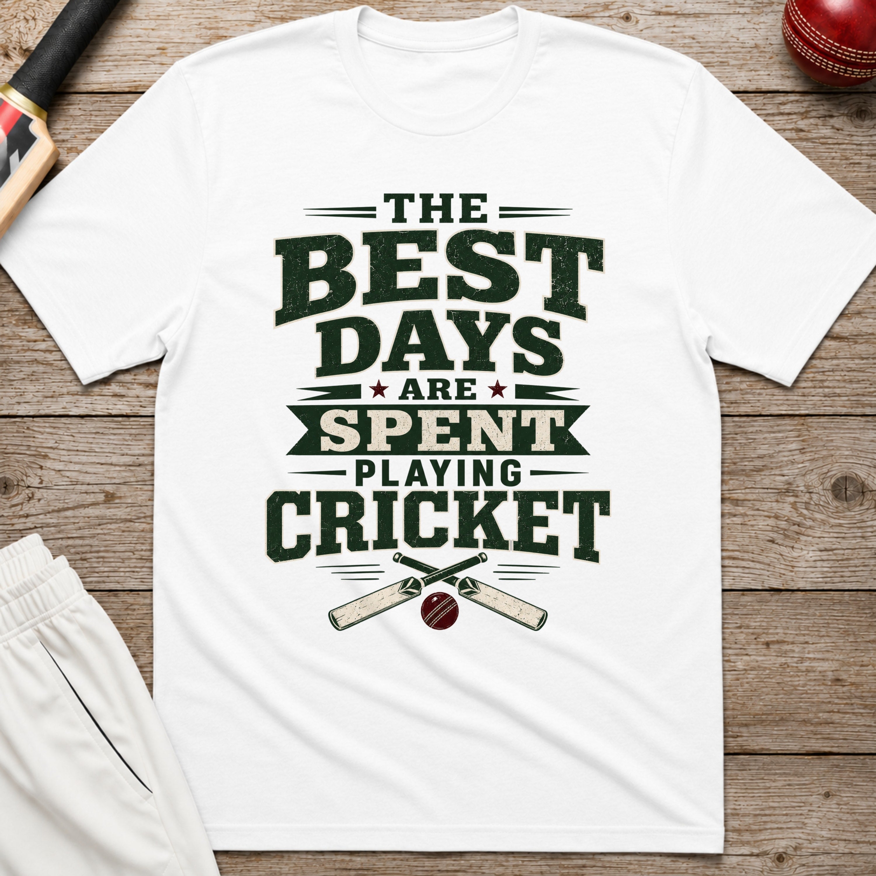 The Best Days Are Spent Playing Cricket T-Shirt - White