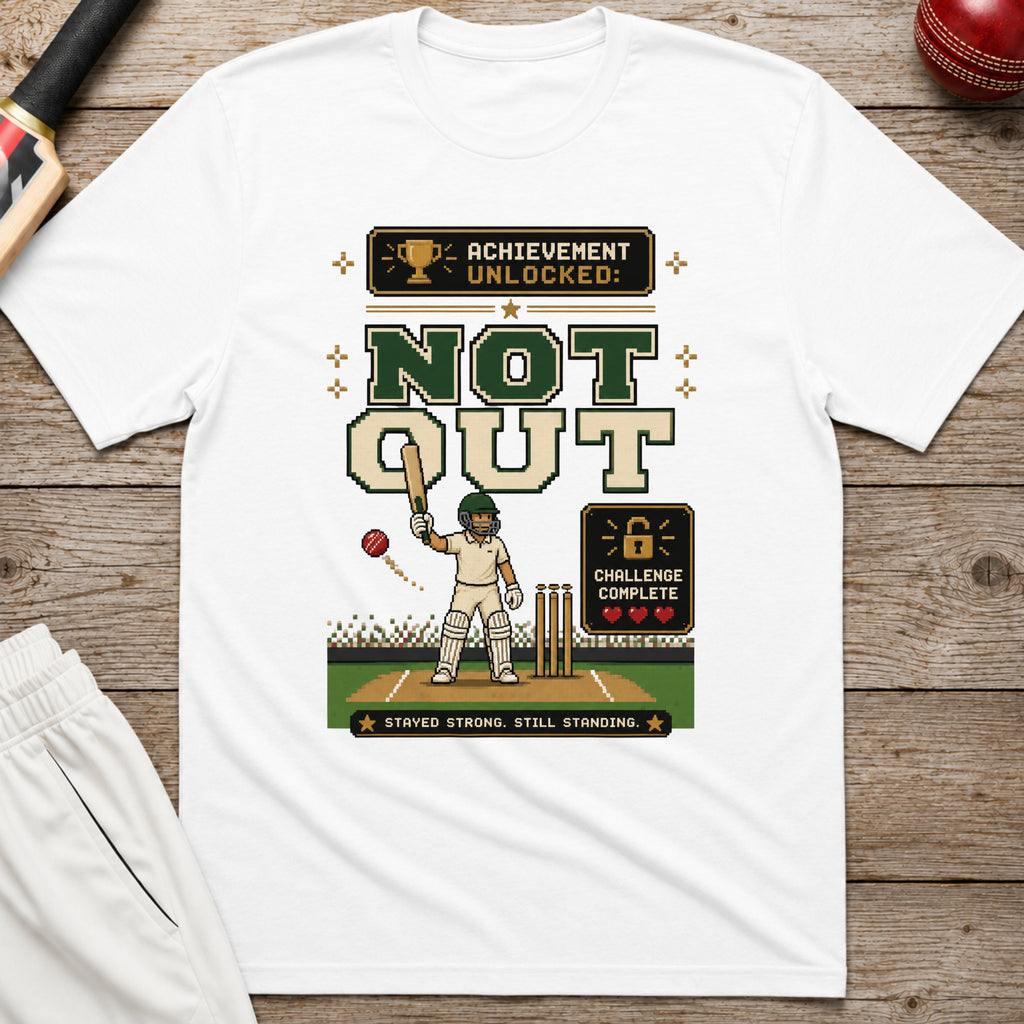 Achievement Unlocked Not Out T-Shirt - White