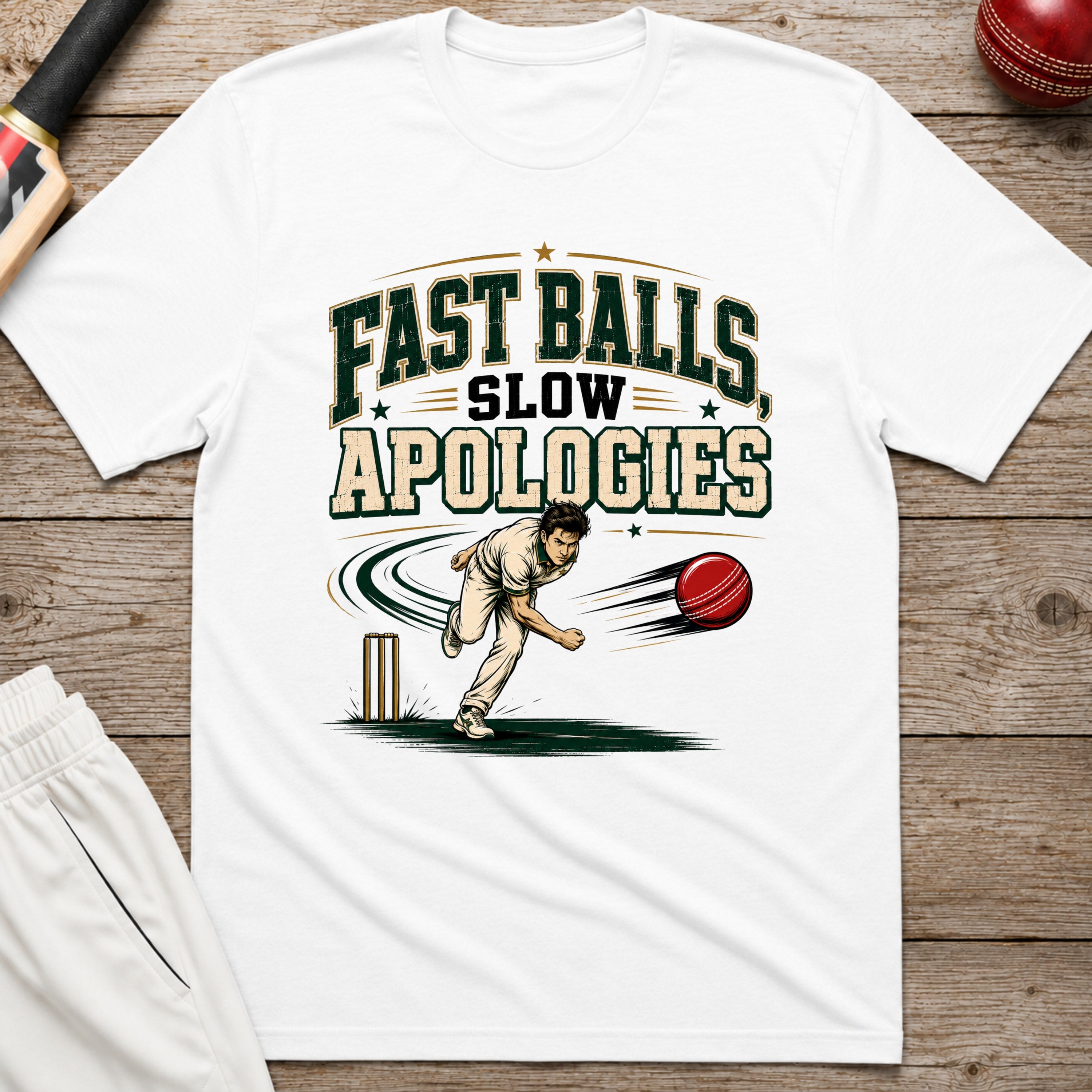 Fast Balls Slow Apologies T-Shirt - White