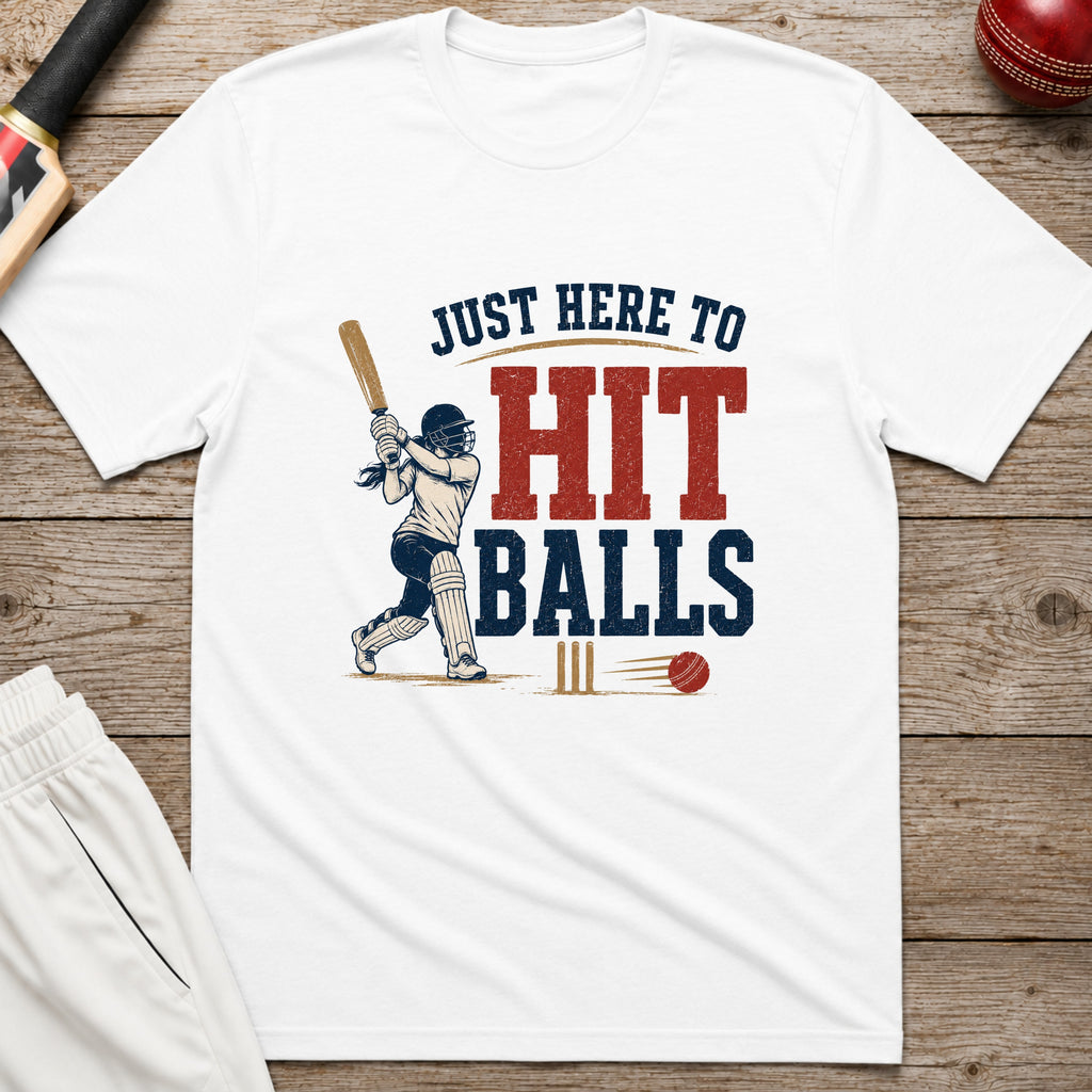 Just Here To Hit Balls T-Shirt - White
