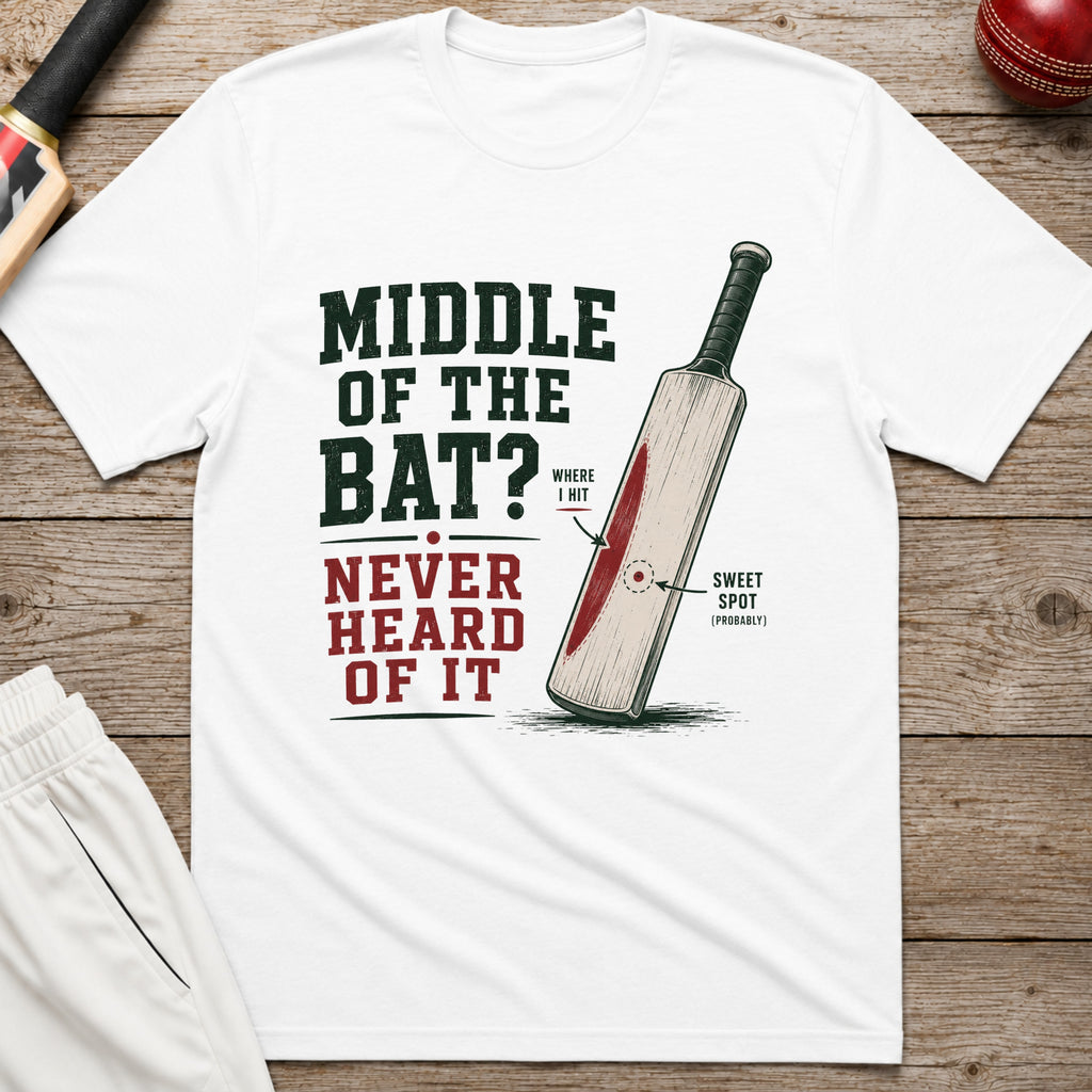 Middle Of The Bat Never Heard Of It T-Shirt - White