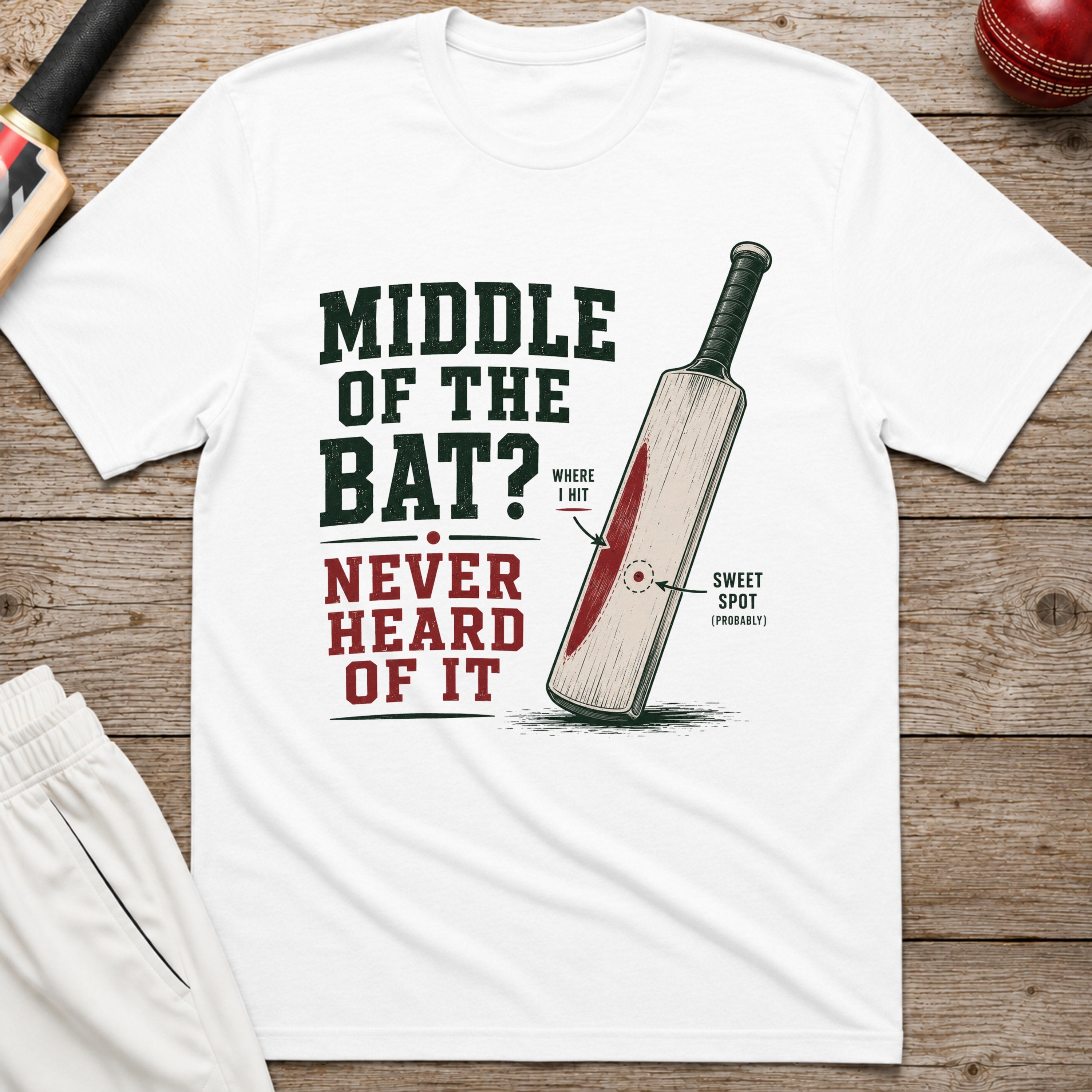 Middle Of The Bat Never Heard Of It T-Shirt - White