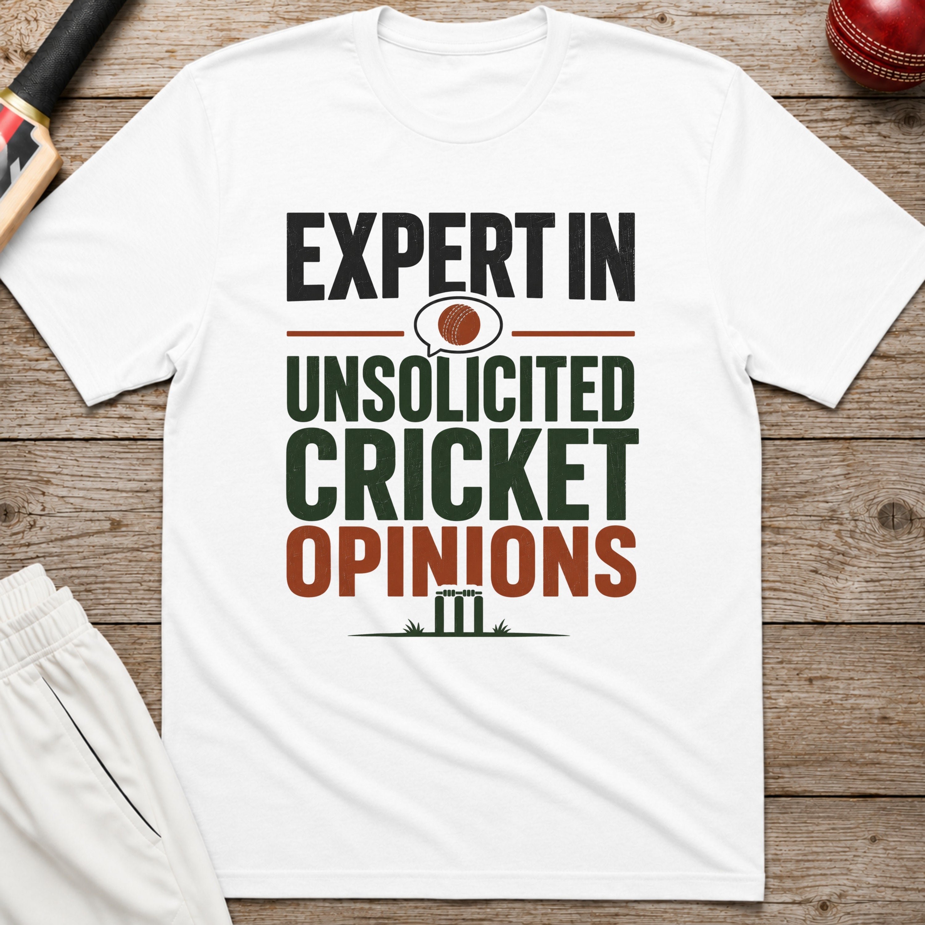 Expert In Unsolicited Cricket Opinions T-Shirt - White