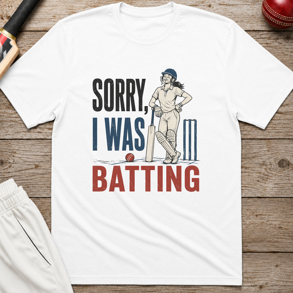 Sorry I Was Batting T-Shirt - White