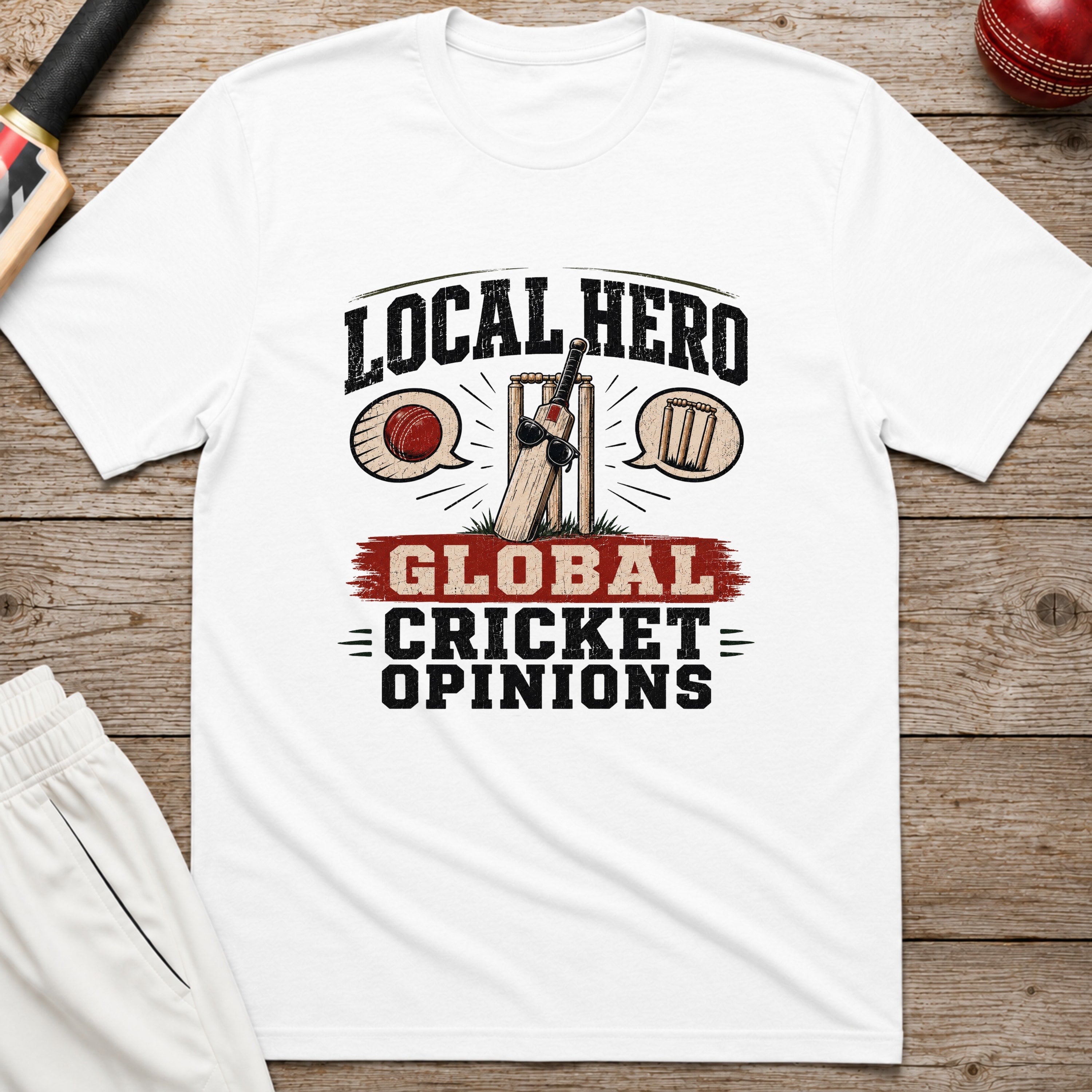Local Hero Global Cricket Opinions T-Shirt - White
